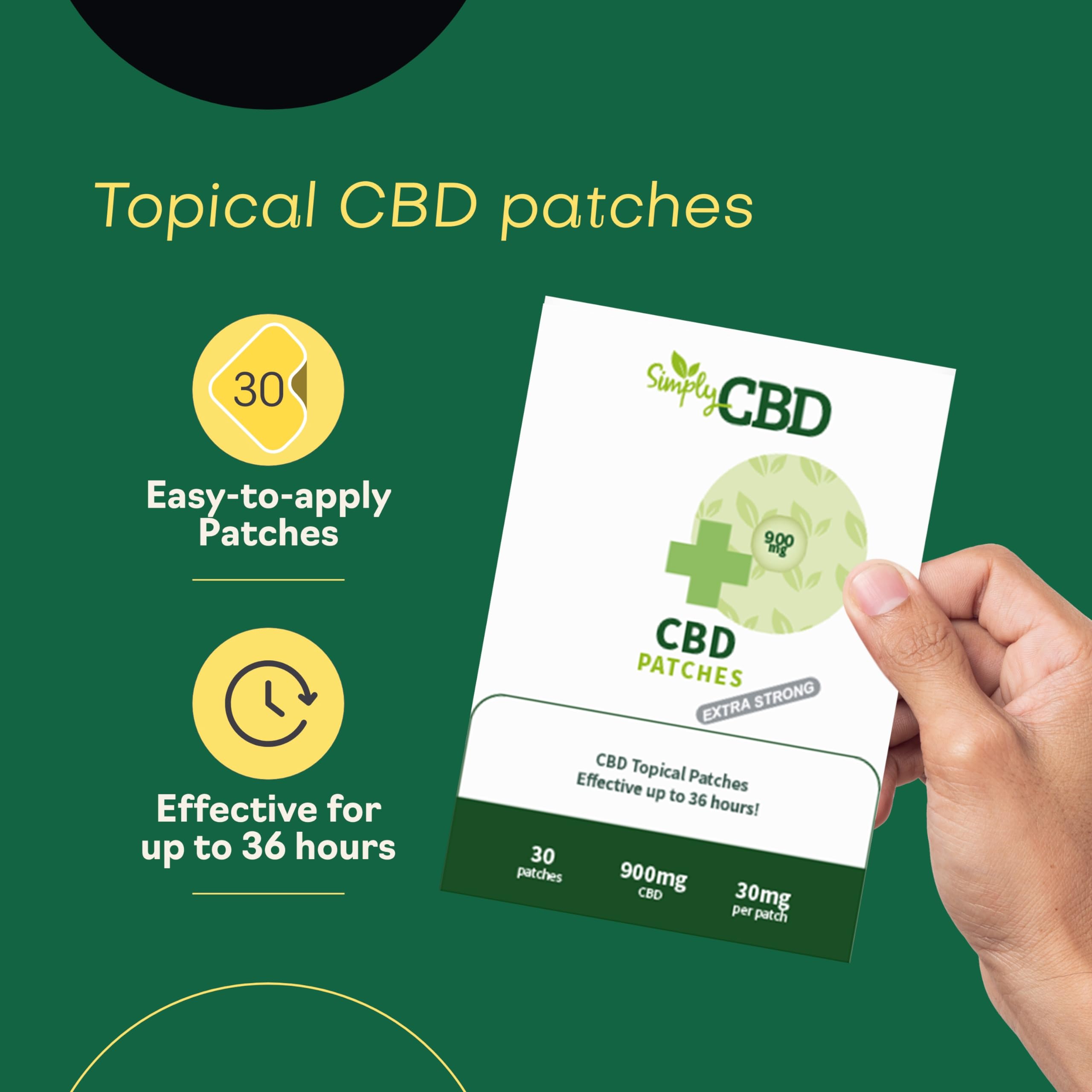 Simply CBD Parches tópicos, 30 parches, 30 mg por parche, blancos