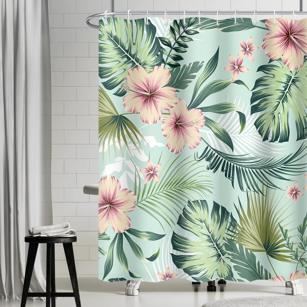 Uiiooazy Cortina de Ducha de Hoja Eucalipto, Cortinas de Ducha Verde Oro Abstracto Planta Cortinas de Baño Antimoho Impermeable Lavable Tejido de Poliéster Cortina Ducha con Ganchos 90x180cm — view 196