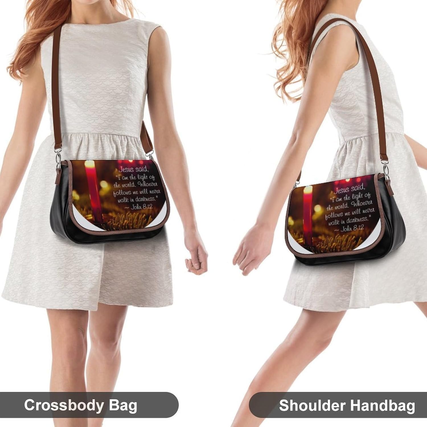 Jesus Said, I Am The Light of The World, John 8 12Women's Faux Leather Crossbody Bag, Waterproof Wrinkle-Resistant Shoulder Bag with Detachable Strap, Large Capacity Casual Handbag, Fashion Daily Purs