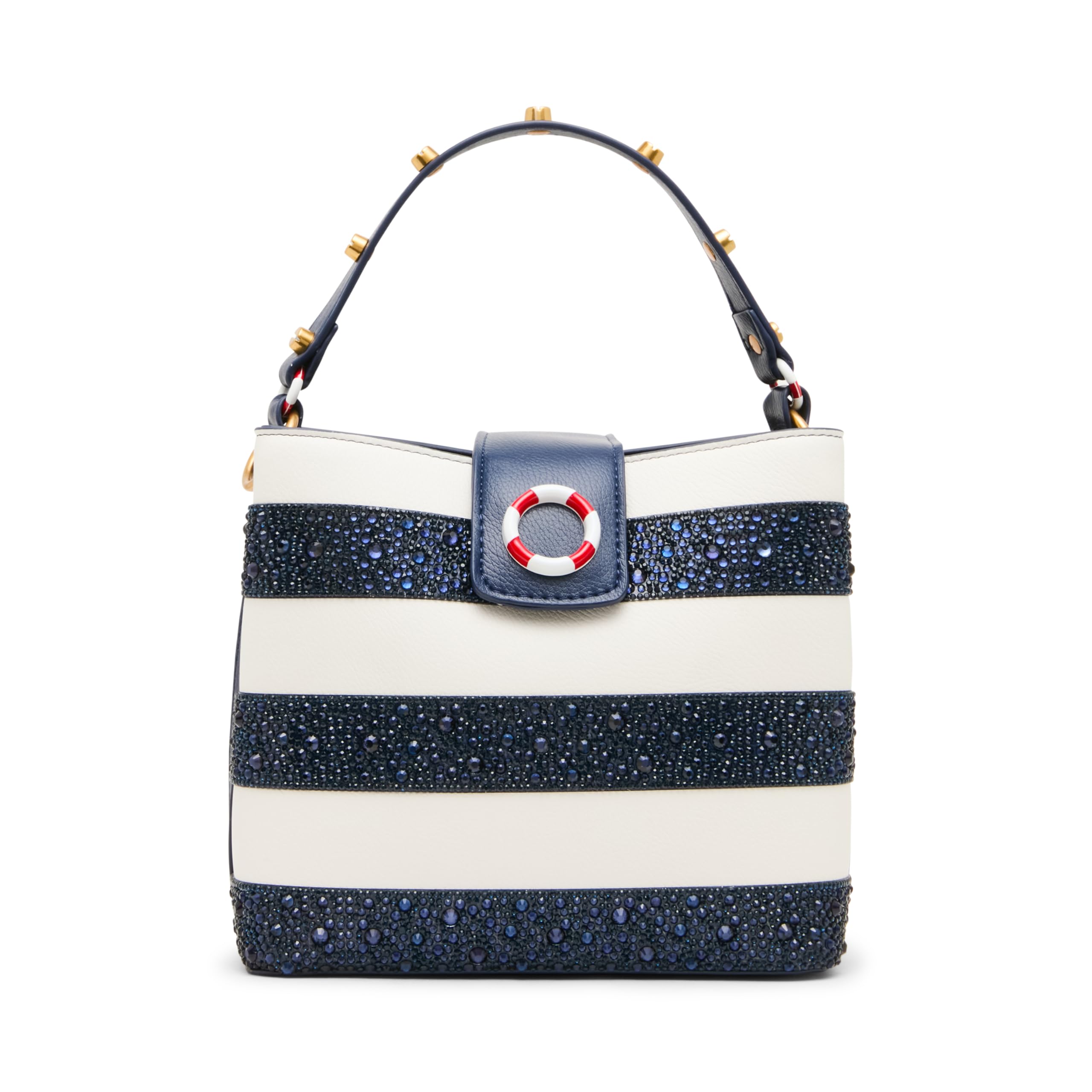 Betsey Johnson Ahoy Gorgeous Rhinestone Stripe Bucket Bag