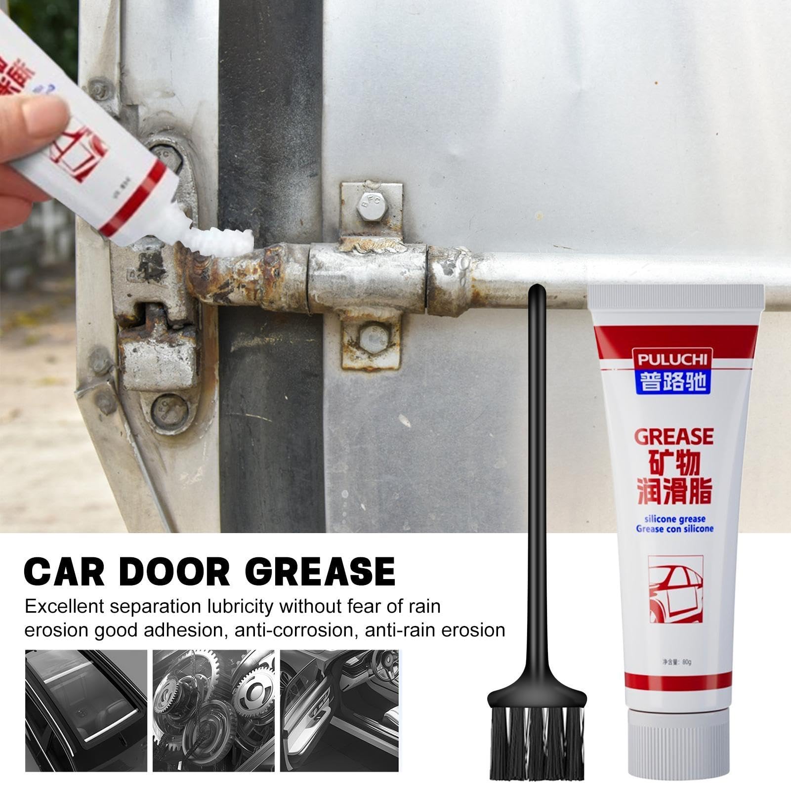 Graisse de roulement, graisse de voiture - Graisse de porte de garage | 80 g de graisse de toit coulissante automobile haute performance contre le sel, la saleté, tous les types de