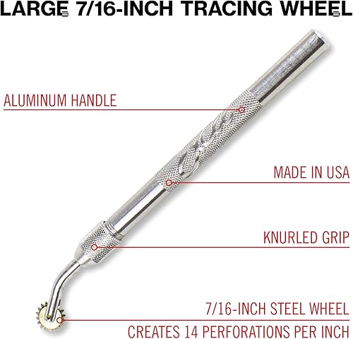 Vista 2 de Excel Blades Pounce Wheel - Herramienta de trazado de tela de acero inoxidable, perforación, corte, costura, acolchado y relieve, juego de 3 tamaños