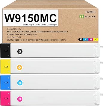 EVEINK Extra High Yield W9150MC W9151MC W9152MC W9153MC Toner Cartridge Compatible for MFP E78625dn E78630dn E78635dn Series Printer,Black Cyan Magenta Yellow