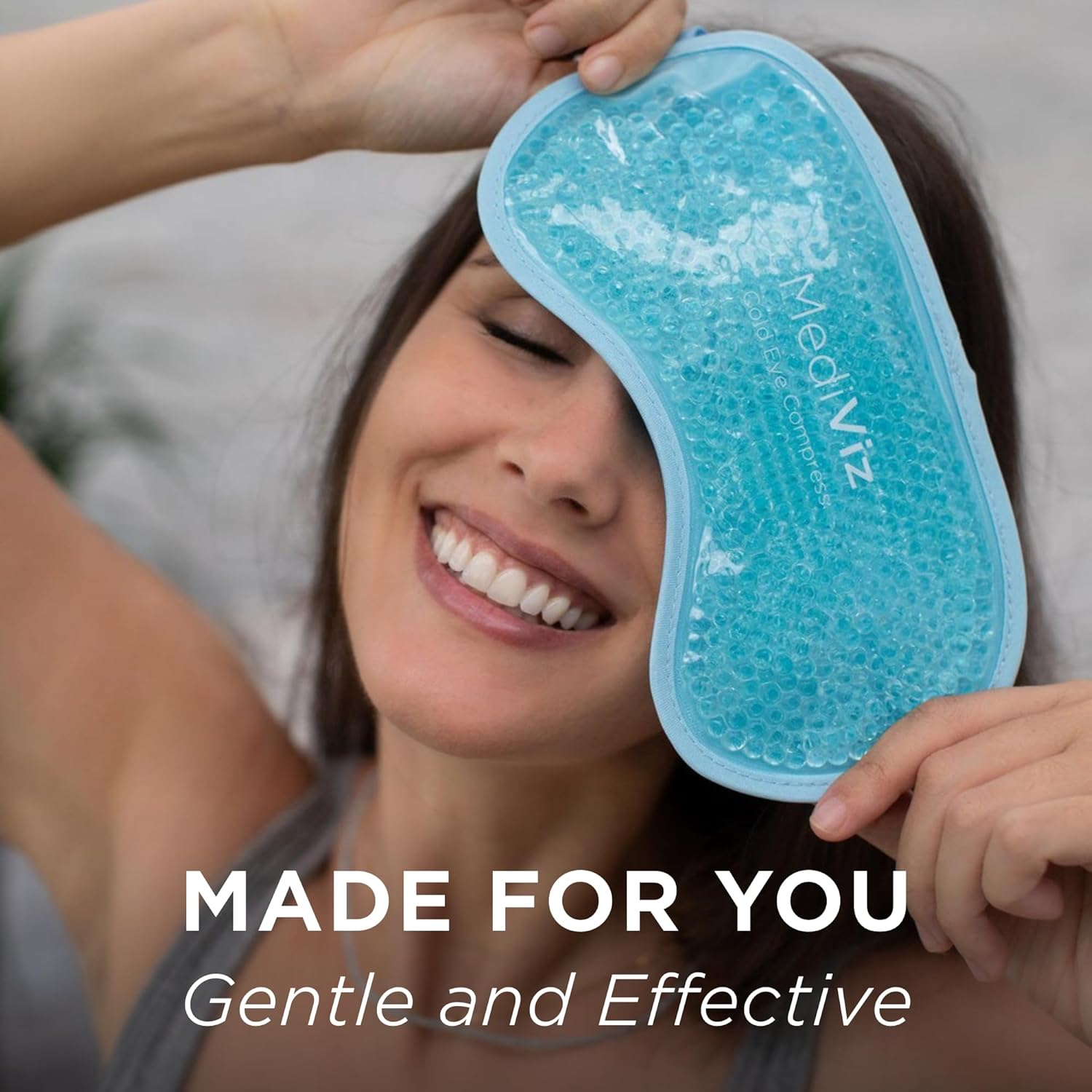 Cooling Gel Eye Mask - Cold Eye Mask for Relief from Puffy Eyes, Allergies and Headaches - Adjustable for Personalized Comfort - Reusable Mask, Blue