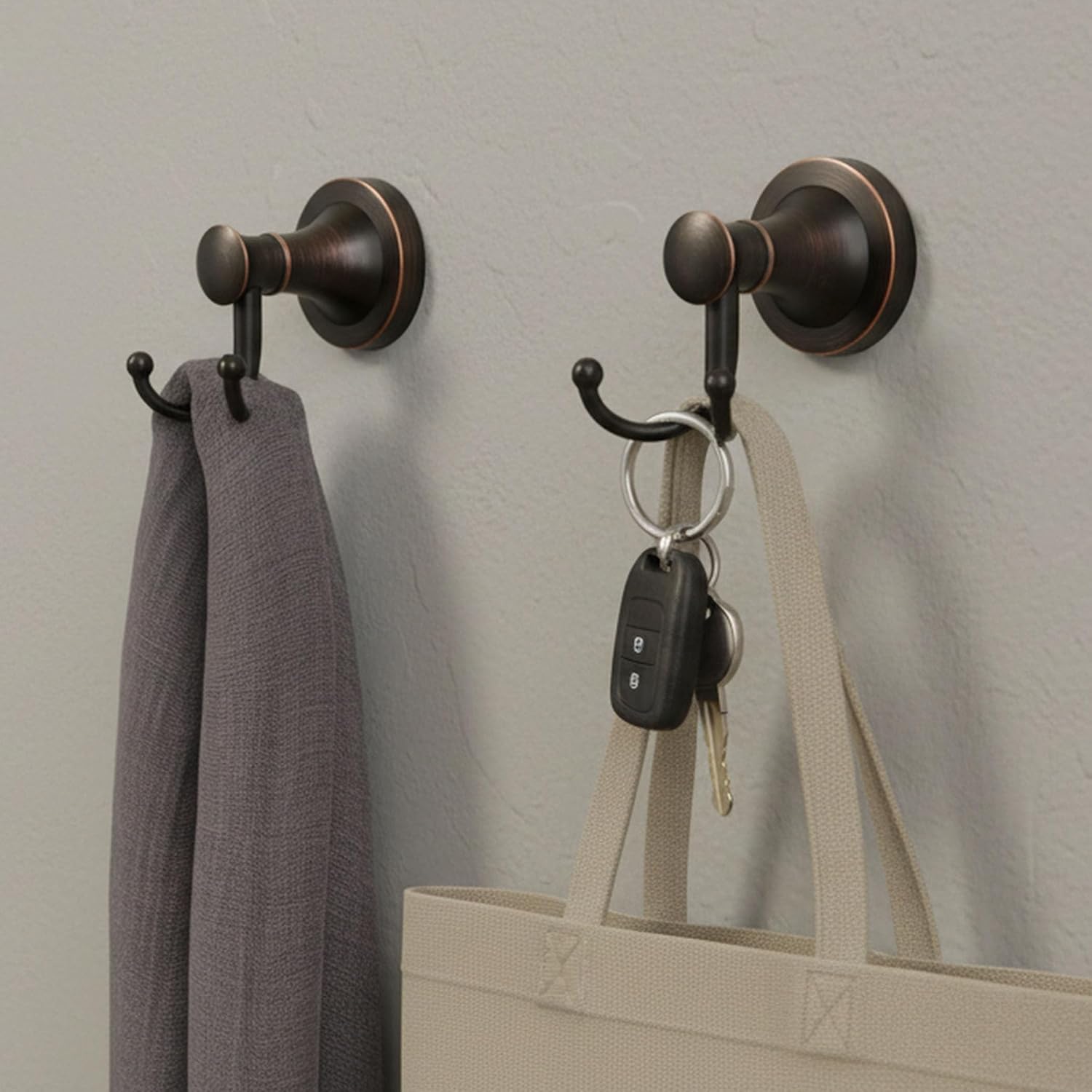 Bronze Towel Hooks,Bathroom Robe Hook Oil Rubbed,Bath Farmhouse Towel Hook Double Coat Clothes Hook Wall Mounted for Kitchen Bedroom Bathroom Accessories