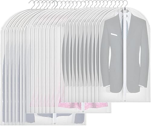 Miniatura 8 de Sratte 50 bolsas transparentes de 55 pulgadas, 48 pulgadas y 32 pulgadas para colgar ropa, bolsas de traje ligeras a granel con cremallera para