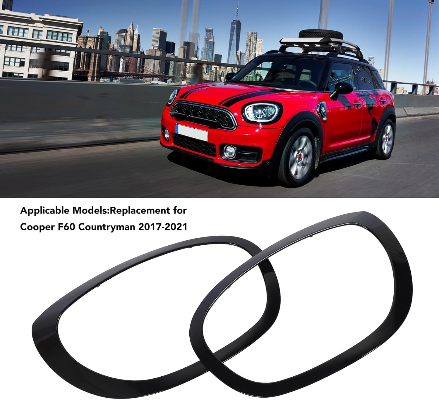 Headlight Trim 1 Pair Headlight Trim 51138739351 Black Headlight Trim Bezel Replacement for F60 2017 to 2021