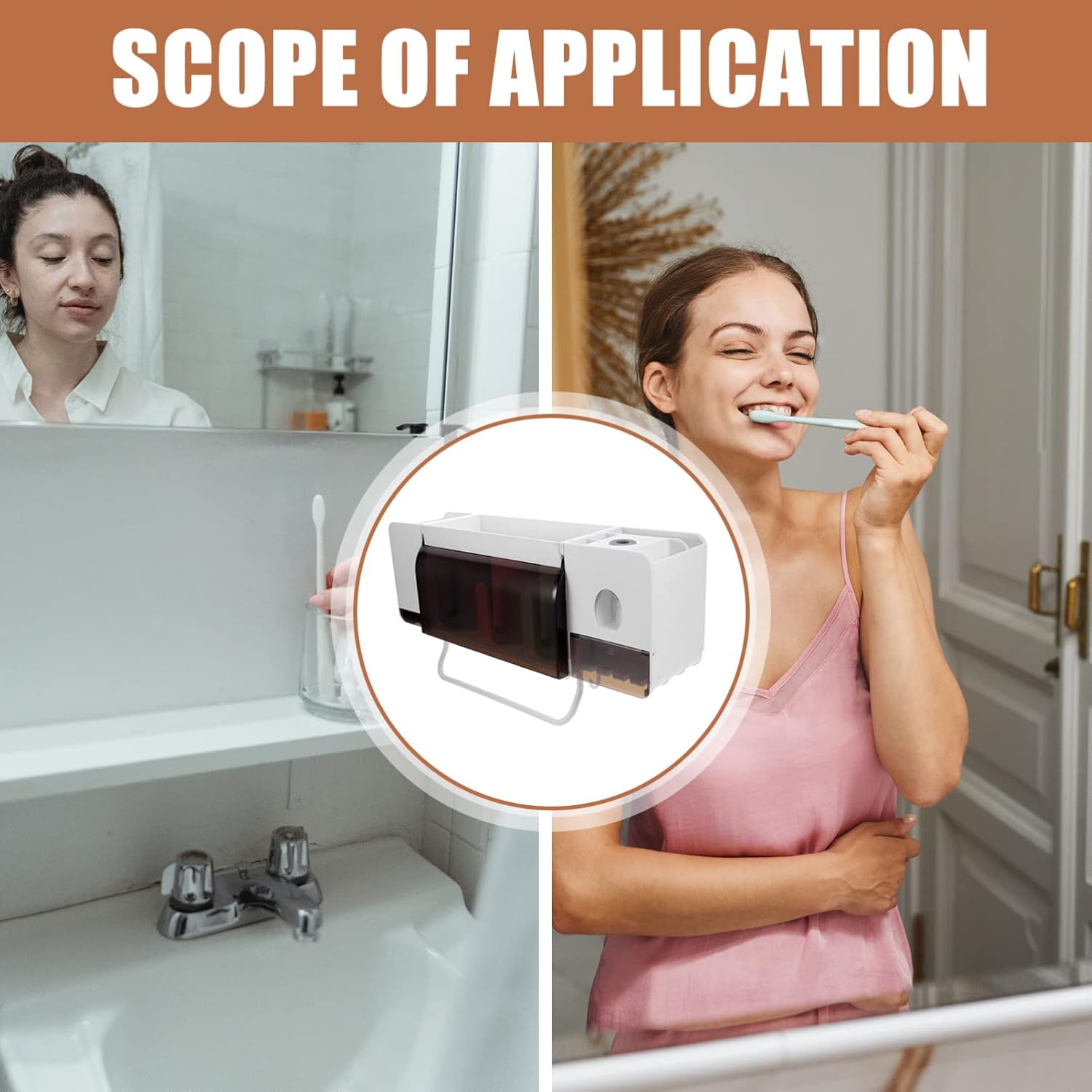 LIFKOME Wall-Mounted Toothbrush Holder and Toothpaste Dispenser Space Saving Design for Bathroom Kitchen and Hotel Use Easy Installation Material Multi-Functional Organizer