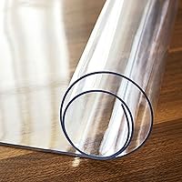 Vista 1 de Mantel de plástico de PVC, protector de mesa transparente de 0.079 pulgadas de grosor, protector de mesa impermeable para comedor, mantel