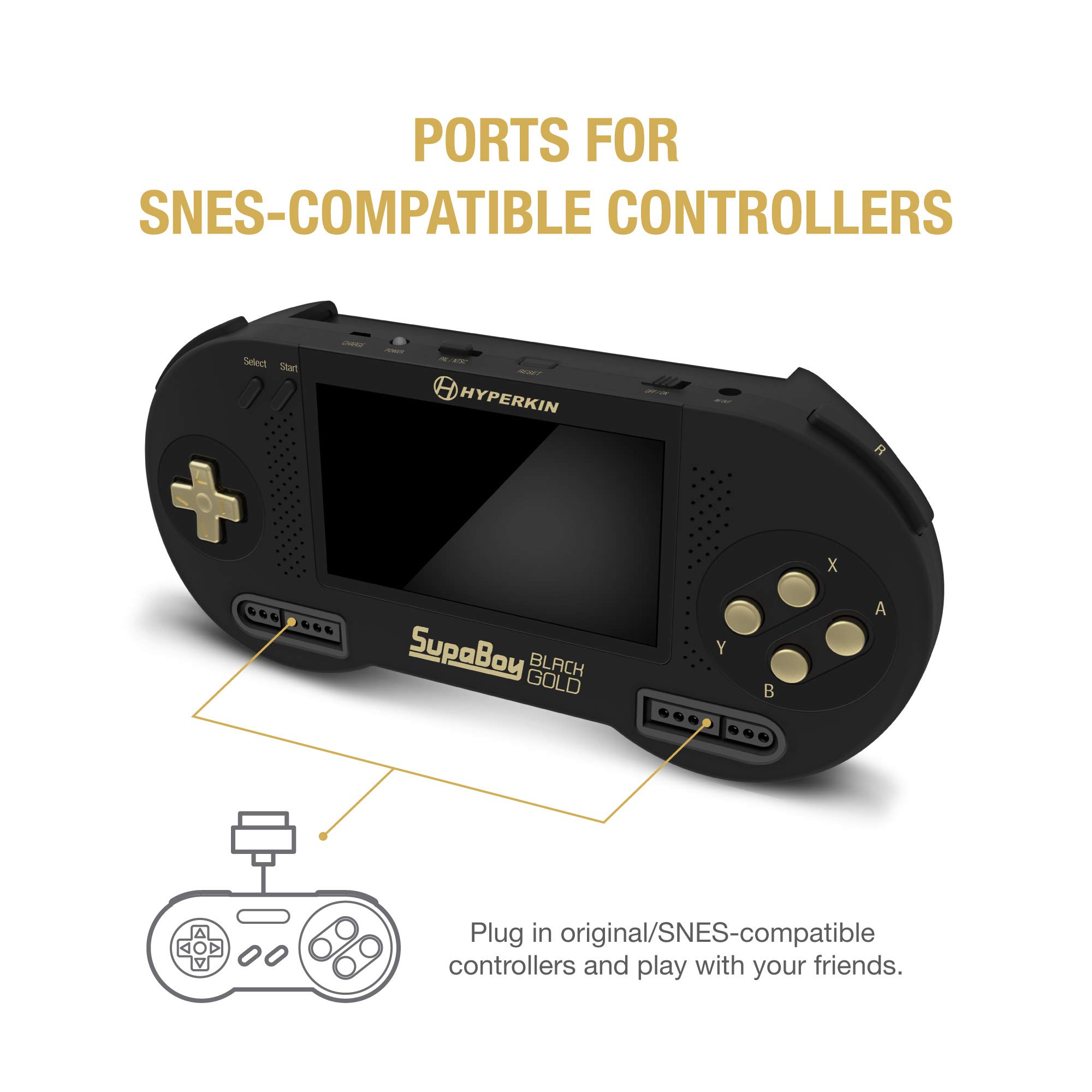 Hyperkin Supaboy Blackgold Portable Pocket Console For Super Nes