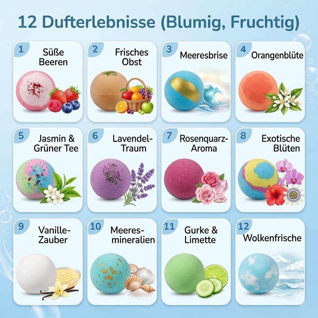 Playfizz Lot de 12 bombes de bain pour enfants avec surprise, bulles naturelles et organiques, bombes de bain, bain moussant, bombes de bain