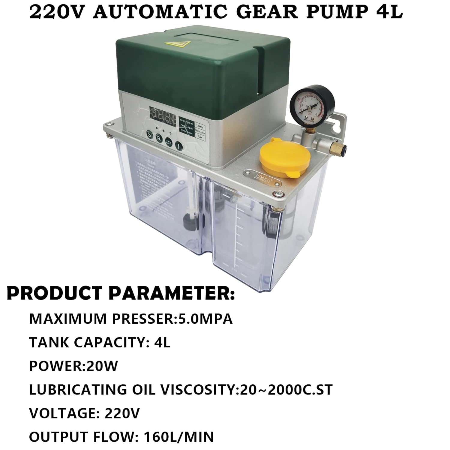 220V 4L Electric Automatic Lubrication Pump Automatic Gear Lubricating Oil Pump for Machine Tools Printing Textiles