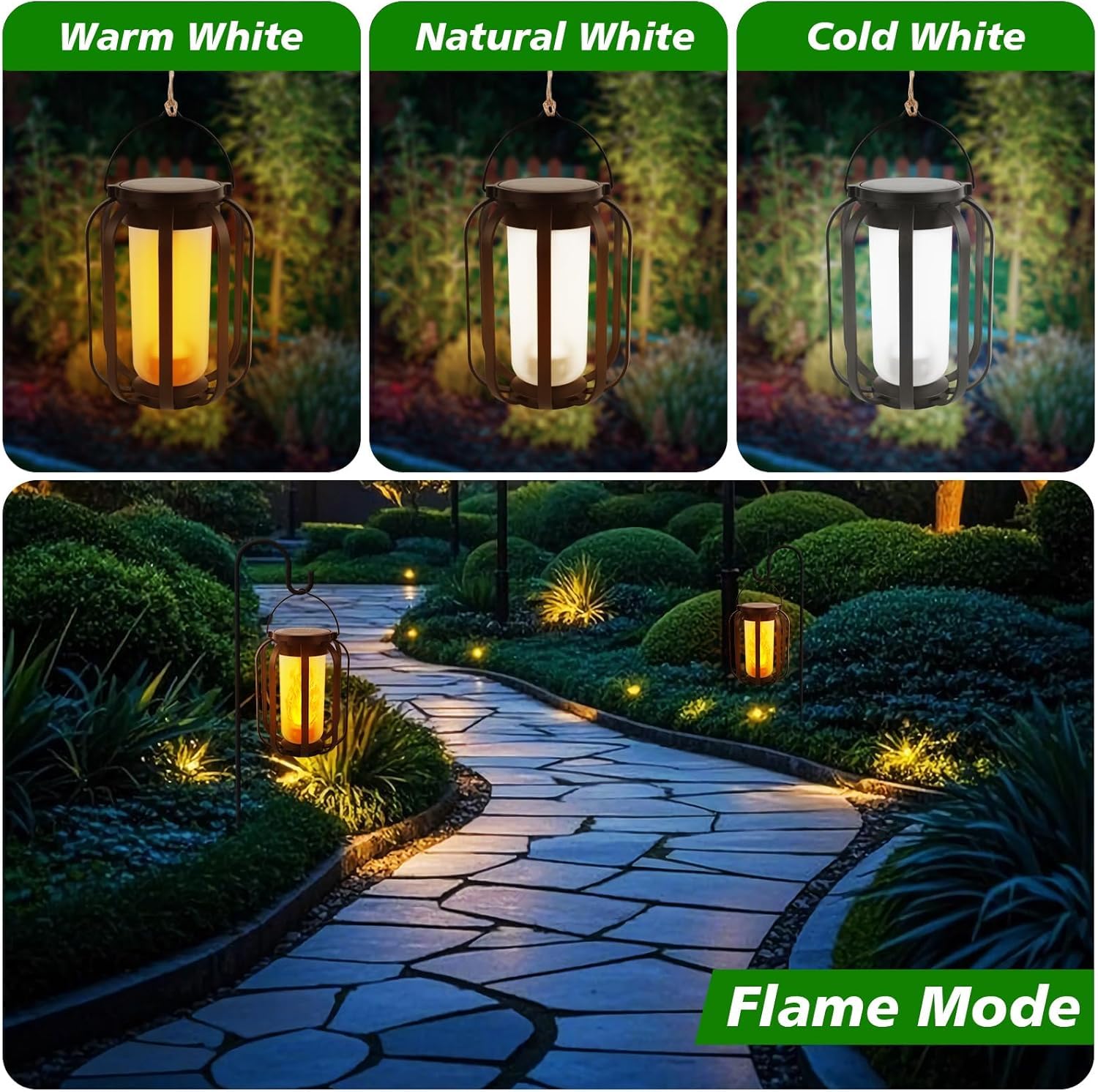 Facarler Farolillos Solares Exterior IP65 Impermeable, Luces Solares LED con Efecto Llama 3D Realista para Jardín, Terraza, Patio y Pared, Luz Solar Decorativa con Soporte de Suelo/Pared — view 4