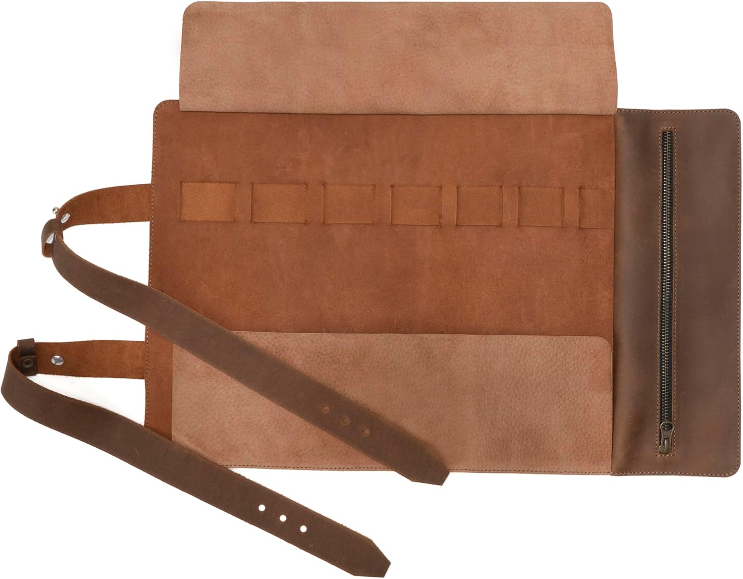 Hide & Ride, Motorcycle Tool Bag, Universal Saddlebag for Motorcycle, Fork Bag for Bikers, Full Grain Leather, Handmade, Bourbon Brown