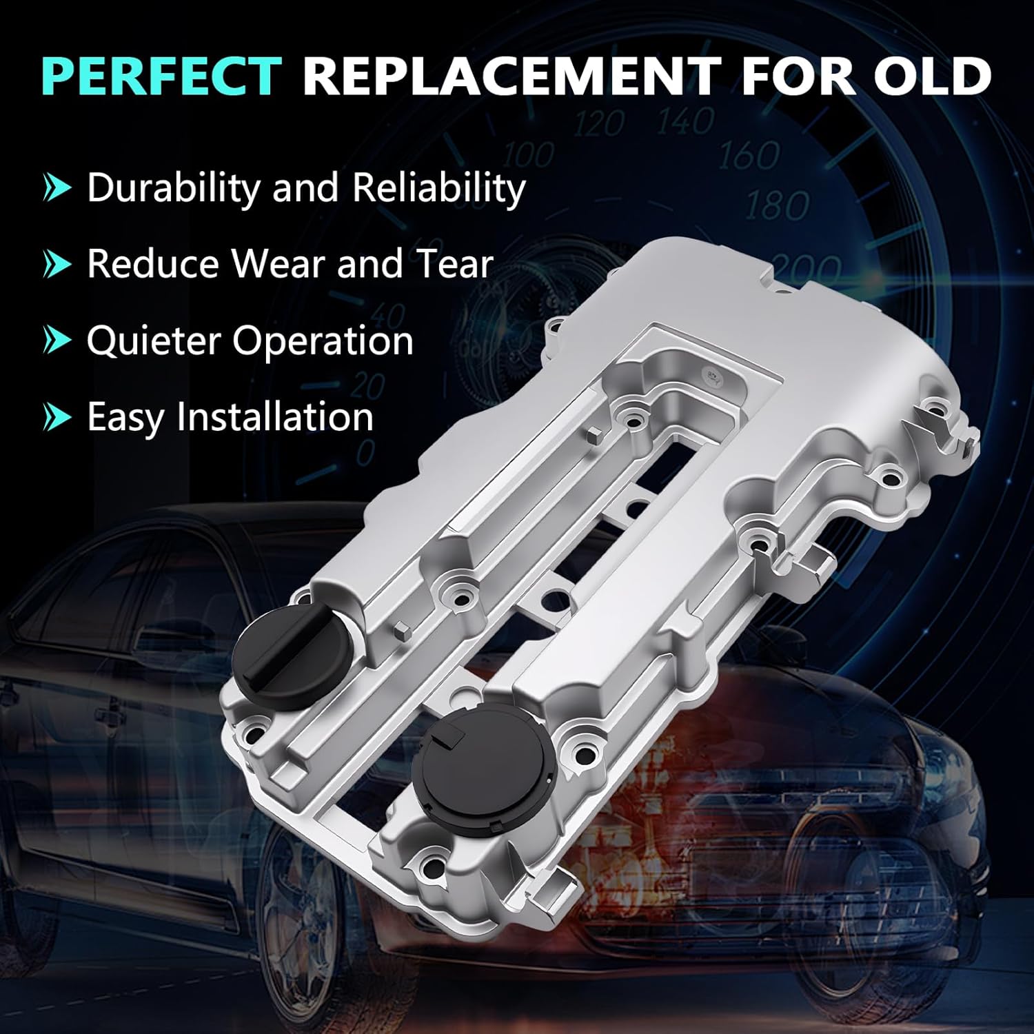 Upgraded Aluminum Engine Valve Cover W/Gasket Bolts and Oil Filler Cap for 1.4L 2011-2016 Cruze, 2013-2021 Encore, Trax, 2012-2020 Sonic, 2013-2015 Tracker, 11-15 Volt, 14-16 ELR OE#264968, 55573746