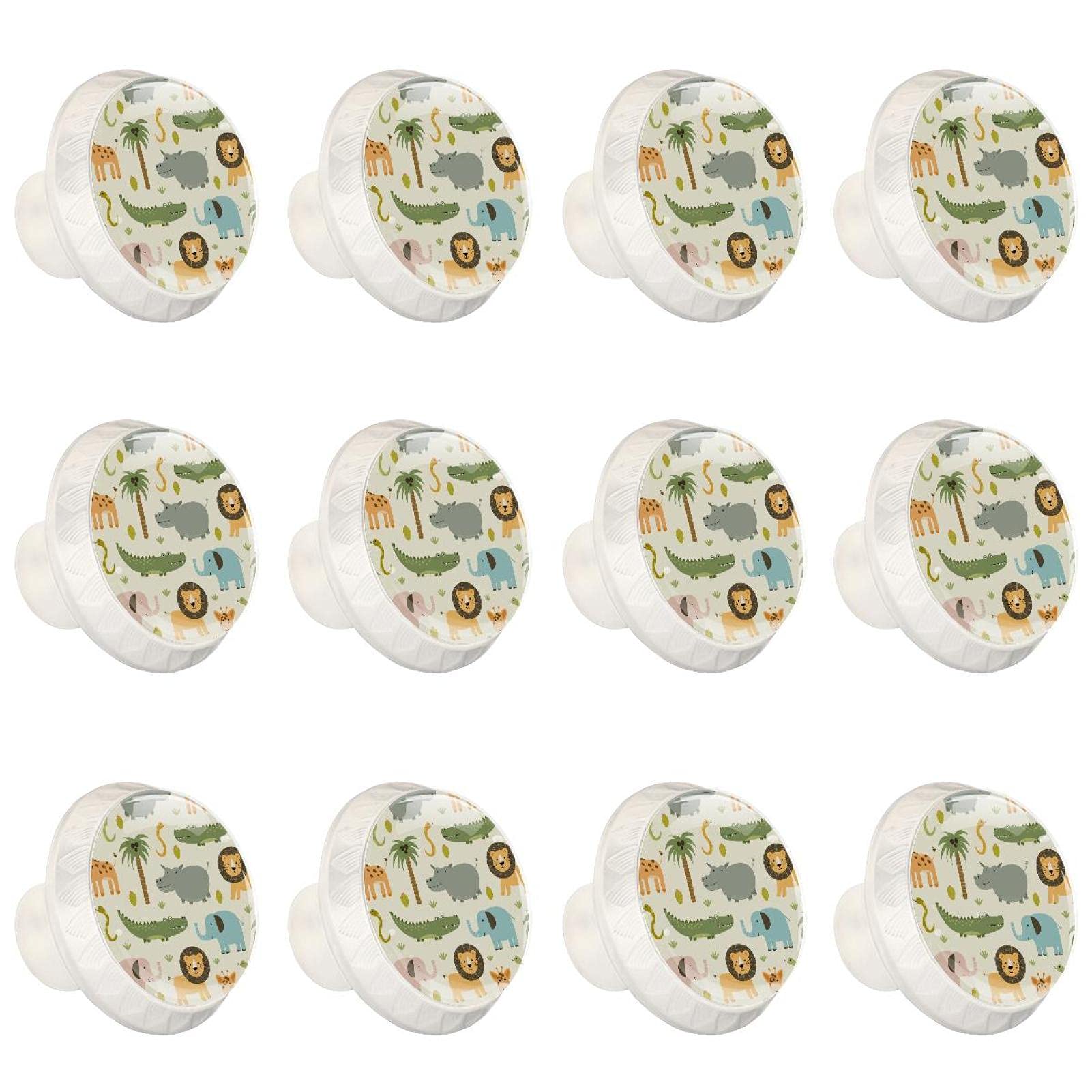 Boutons d'armoires de cuisine rétro animaux lot de 12 poignées