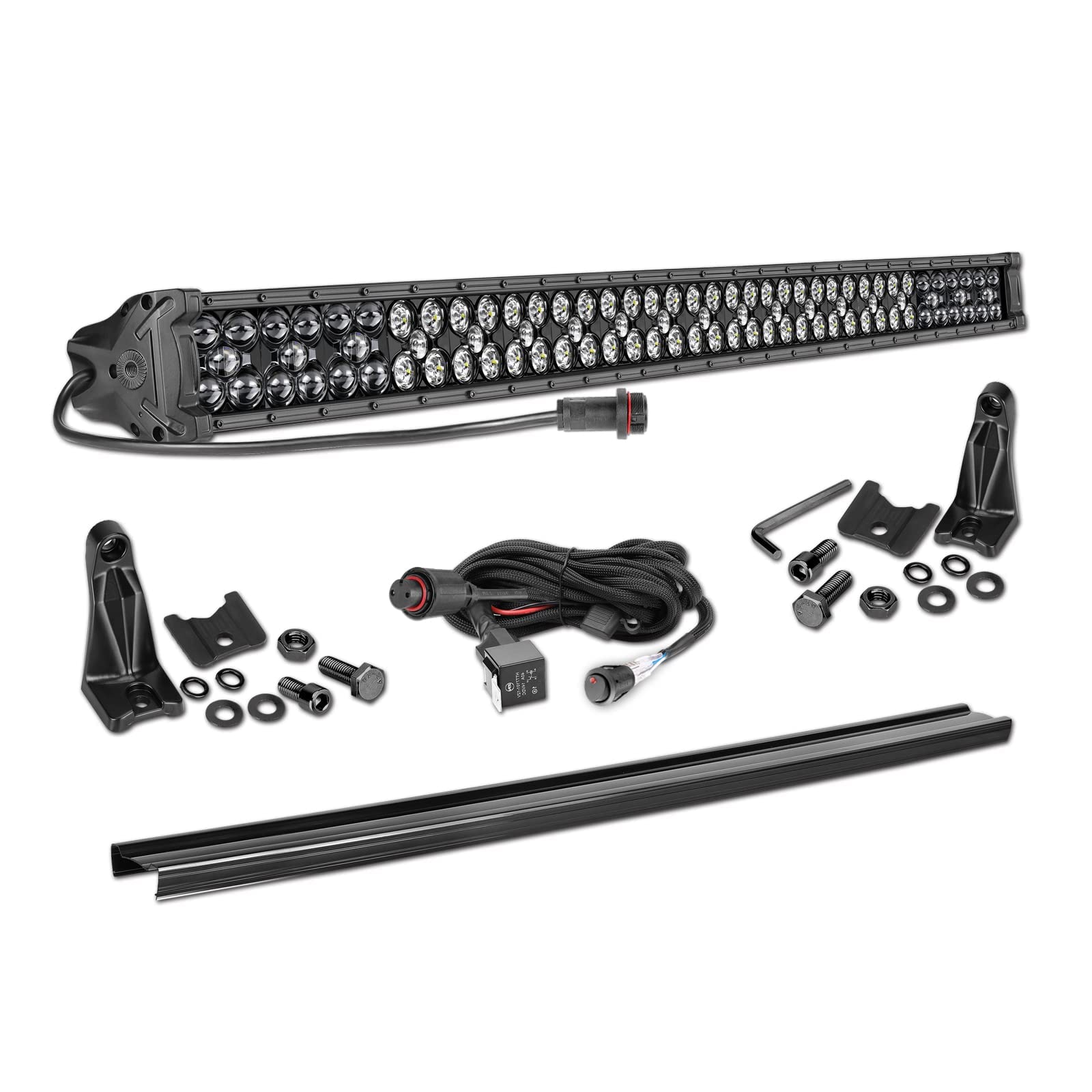 40 Inch Light Bar, SWATOW INDUSTRIES 475W 40" LED Light Bar Kits with Wiring Harness Spot Flood Off Road Driving Light Bar Black Cover Roof Light Bar for Truck Ram Jeep SUV UTV
