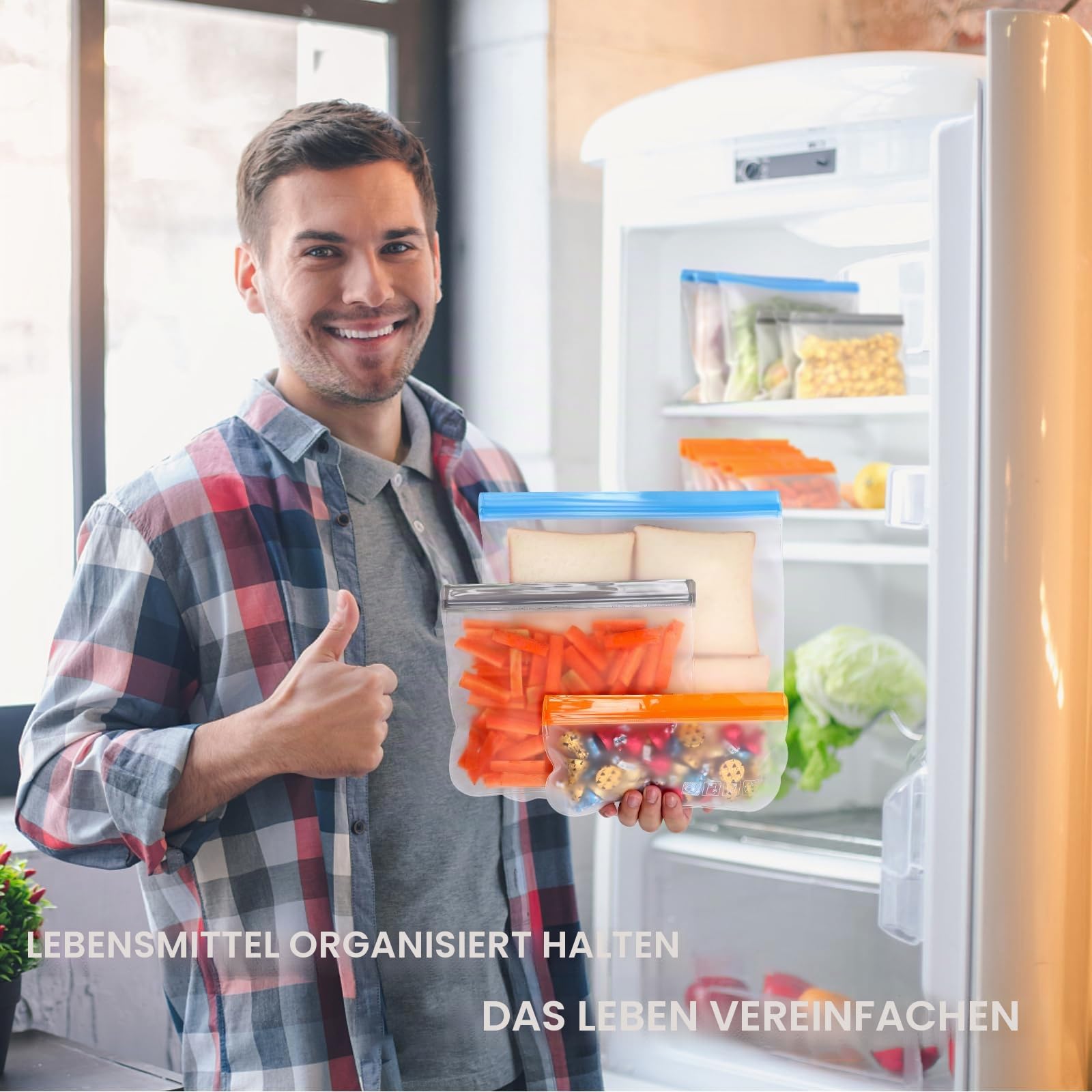 10 Stück spülmaschinenfeste, wiederverwendbare Druckverschlussbeutel, Silikon, auslaufsicher, Gefrierbeutel, BPA-freie, Aufbewahrungsbeutel für Mittagessen