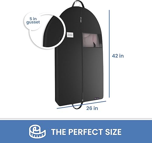 Miniatura 2 de Juego de 2 Bolsa de ropa negra para viajes y almacenamiento, transpirable con cremallera y agujero para los ojos, asas de transporte de 26 x 42 x 5