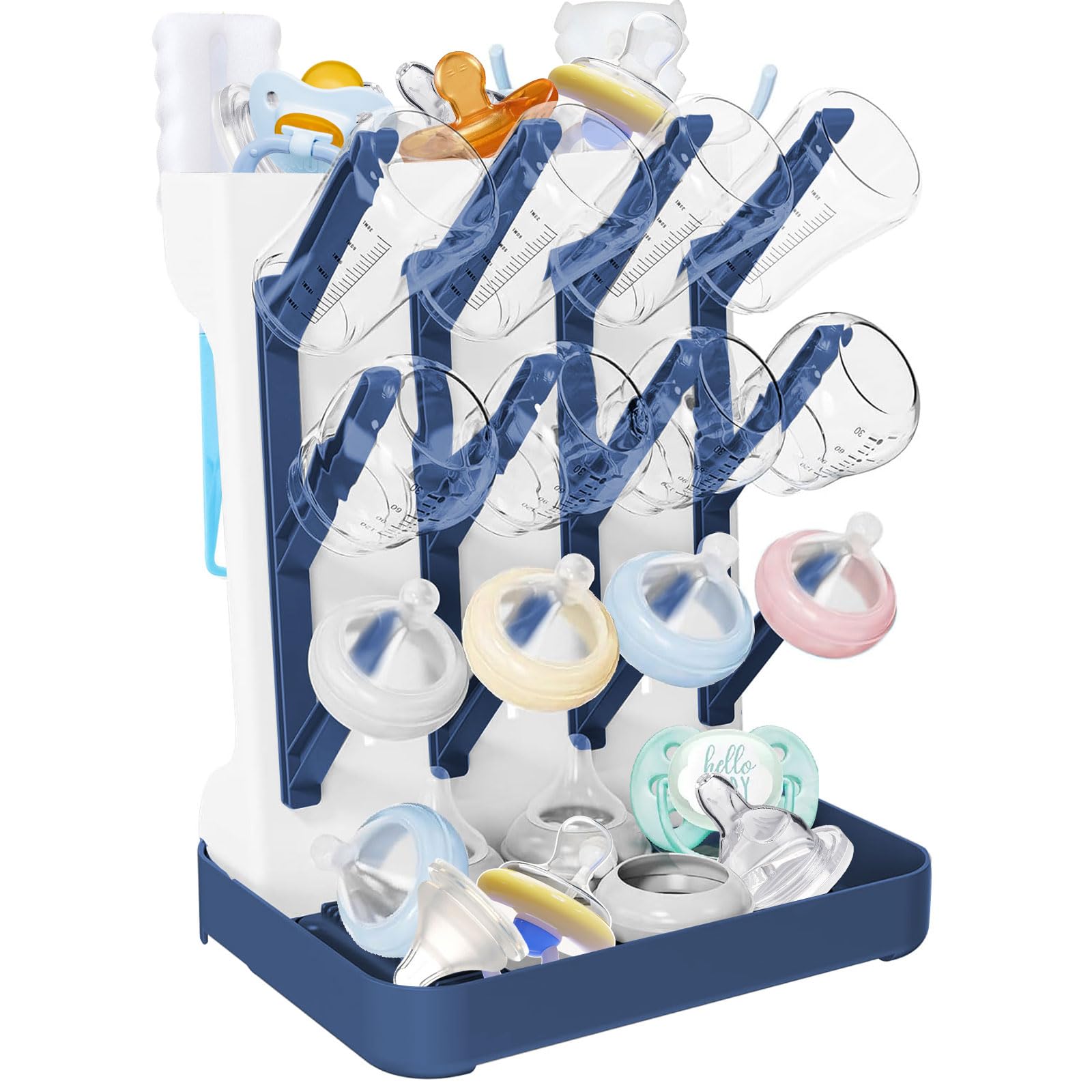 Rwbimti Scolapiatti verticale per biberon, scolapiatti per biberon, salvaspazio, per asciugare biberon, bicchieri, accessori (blue)