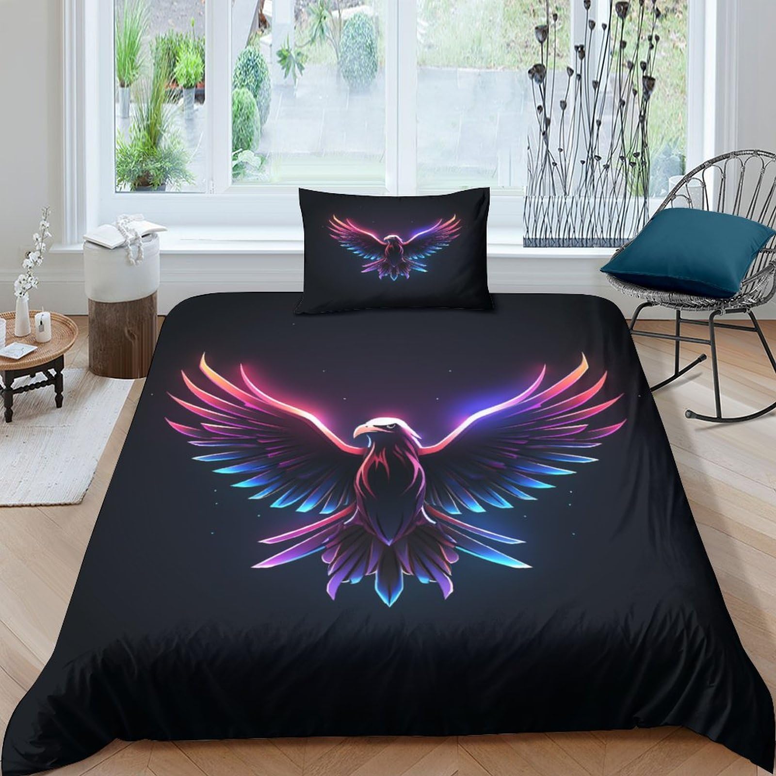 GPARSDDIO Eagle Duvet Cover 3 PCS Hotel Quality Quilt Cover Bed Sets Bed Covers with Pillowcases with Zipper Closure Hypoallergenic Soft Breathable Microfiber Single（135x200cm）