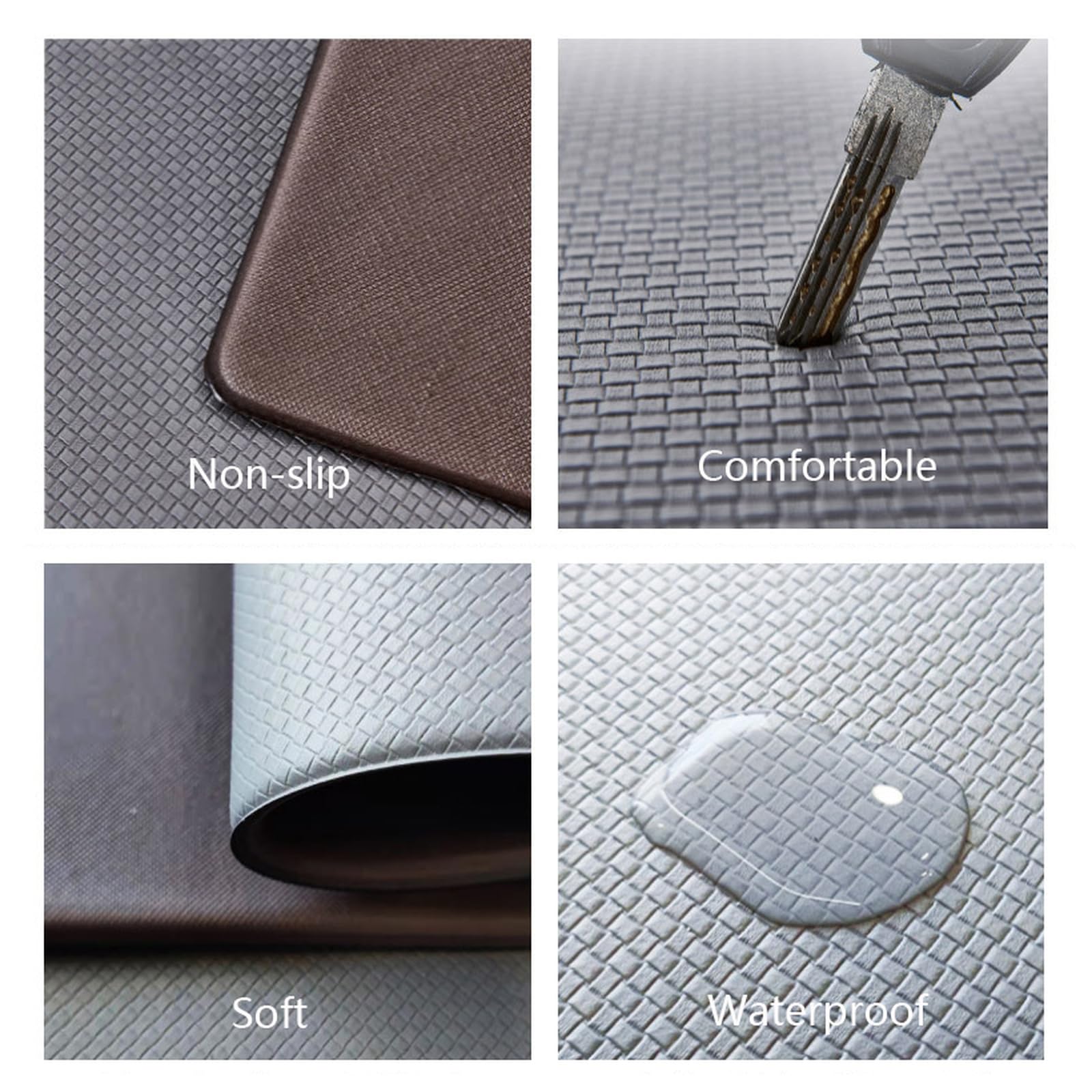 Tapis de cuisine anti-fatigue - 10 mm d'épaisseur - Tapis de sol rembourré avec base antidérapante, imperméable et facile à nettoyer pour évier/bureau/maison, confort ergonomique 8H+