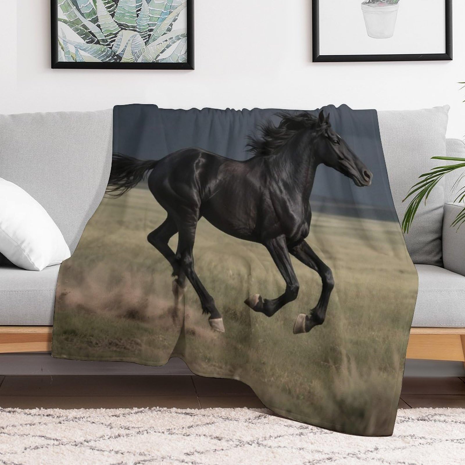 Custom Horse Blanket Lightweight Flannel Fleece Throw for Couch Sofa Bed Luxury Soft Cozy Plush Lap Bedtime Blanket for All Seasons Bedroom Home Decor Gifts 30x40
