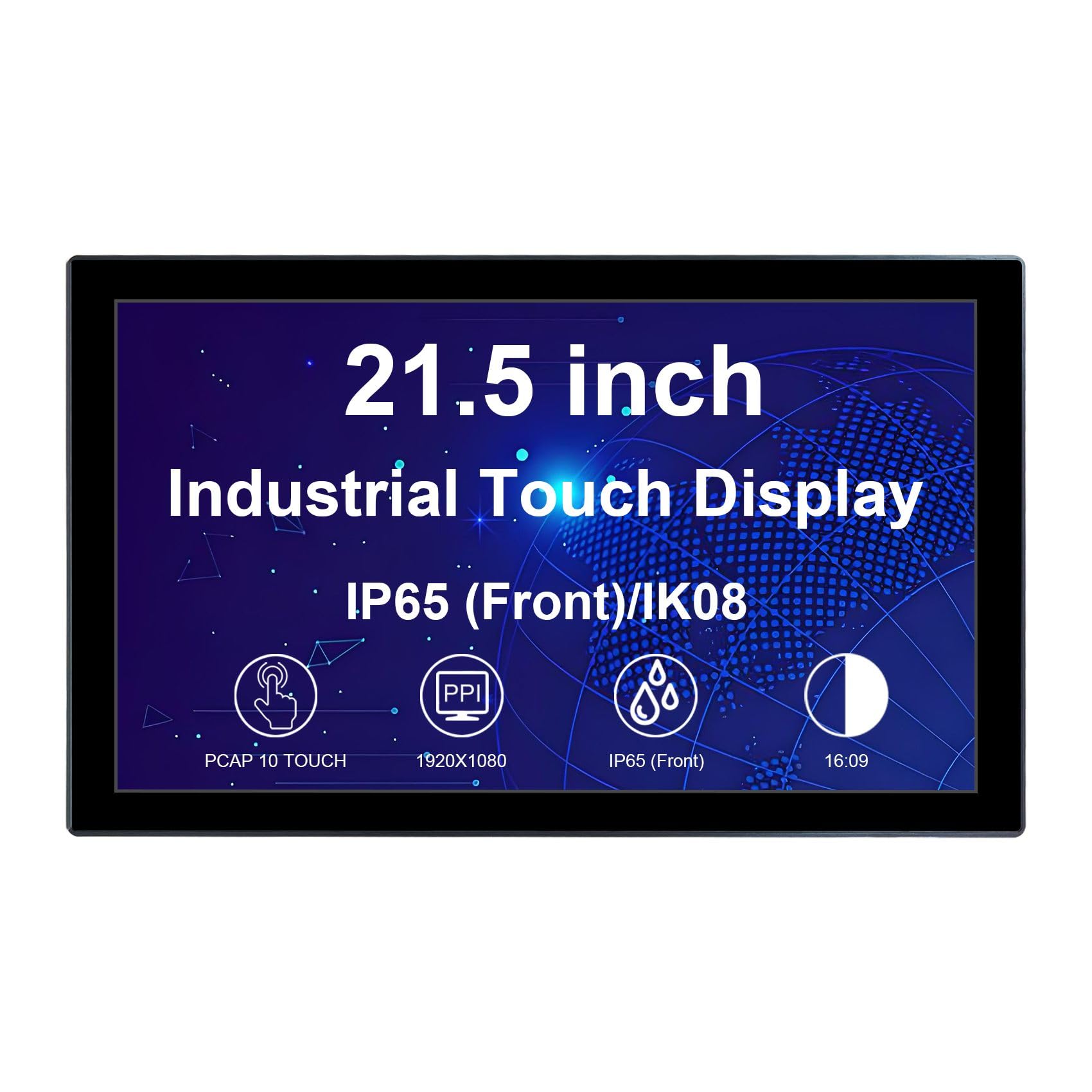 VSDISPLAY 21.5'' 1920x1080 Industrial Touch Monitor IP65 Front Waterproof
