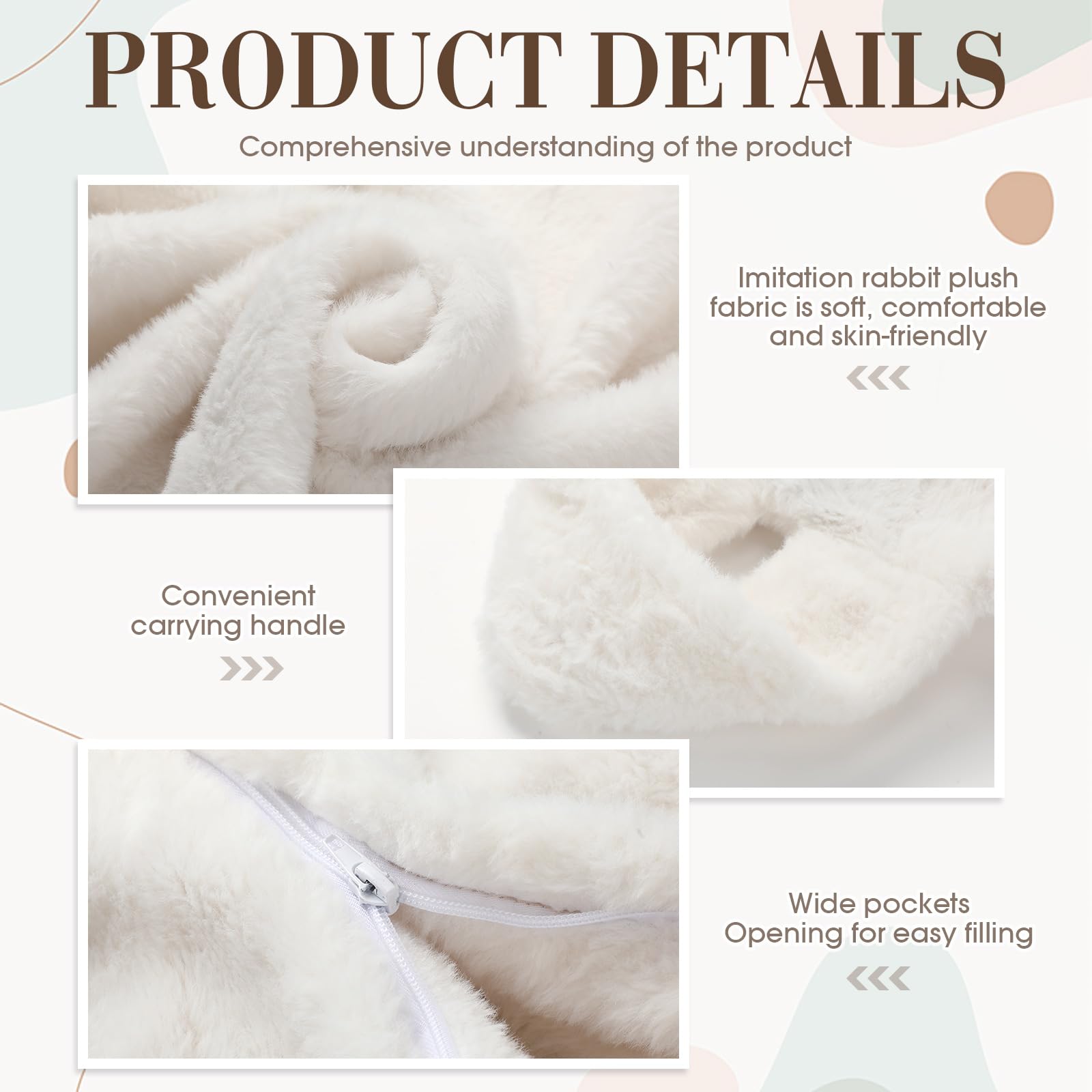 SmoothNovelty 2 Pcs Bean Bag Chair Cover (No Filler) Animal Storage Bean Bag Cover for Kids and Adults Extra Large 300l Faux Rabbit Fur Washable Soft Stuffable with Zipper(Beige)