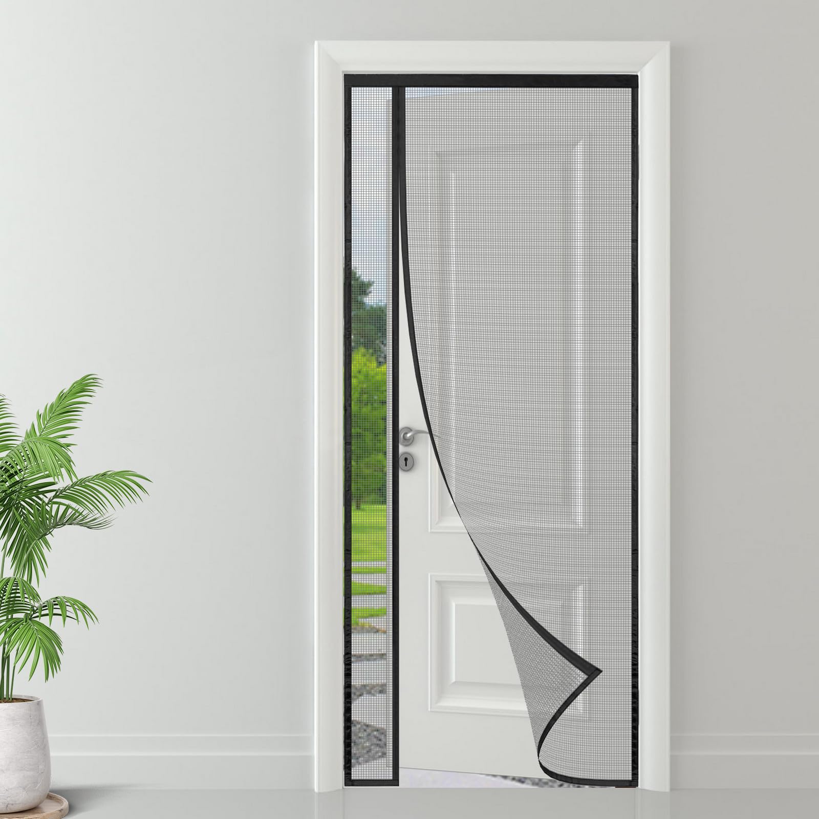 ESMAYULO Zanzariera Magnetica per Porte 120x240 cm, Apertura Laterale Unica, Barriera Anti-Zanzare e Insetti, Installazione Rapida Senza Foratura, Materiale Resistente - Nero