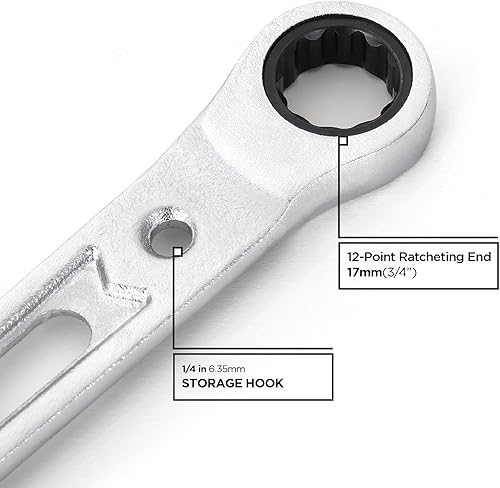 Miniatura 5 de STEELHEAD Llave ajustable de boca ancha de 8 pulgadas con extremo de trinquete integrado de 72 dientes, 12 puntos y 0.669 in, engranaje de 72