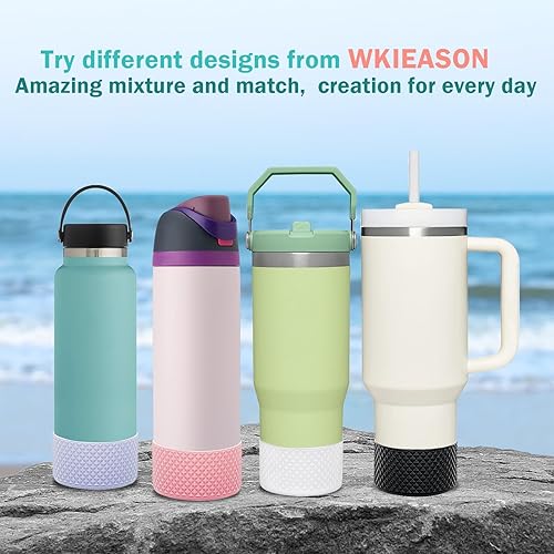 Vista 90 de WK IEASON 2 Pcs Tumbler Bottom Protector Boot for Stanley Quencher Adventure 40oz & Stanley IceFlow 20oz 30oz, Stealth Landing-2.83inch Bottom