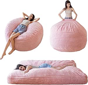 MAXYOYO Giant Bean Bag Chair Bed – Converts From Lounger To Mattress, High-Density Foam, Machine Washable Cover