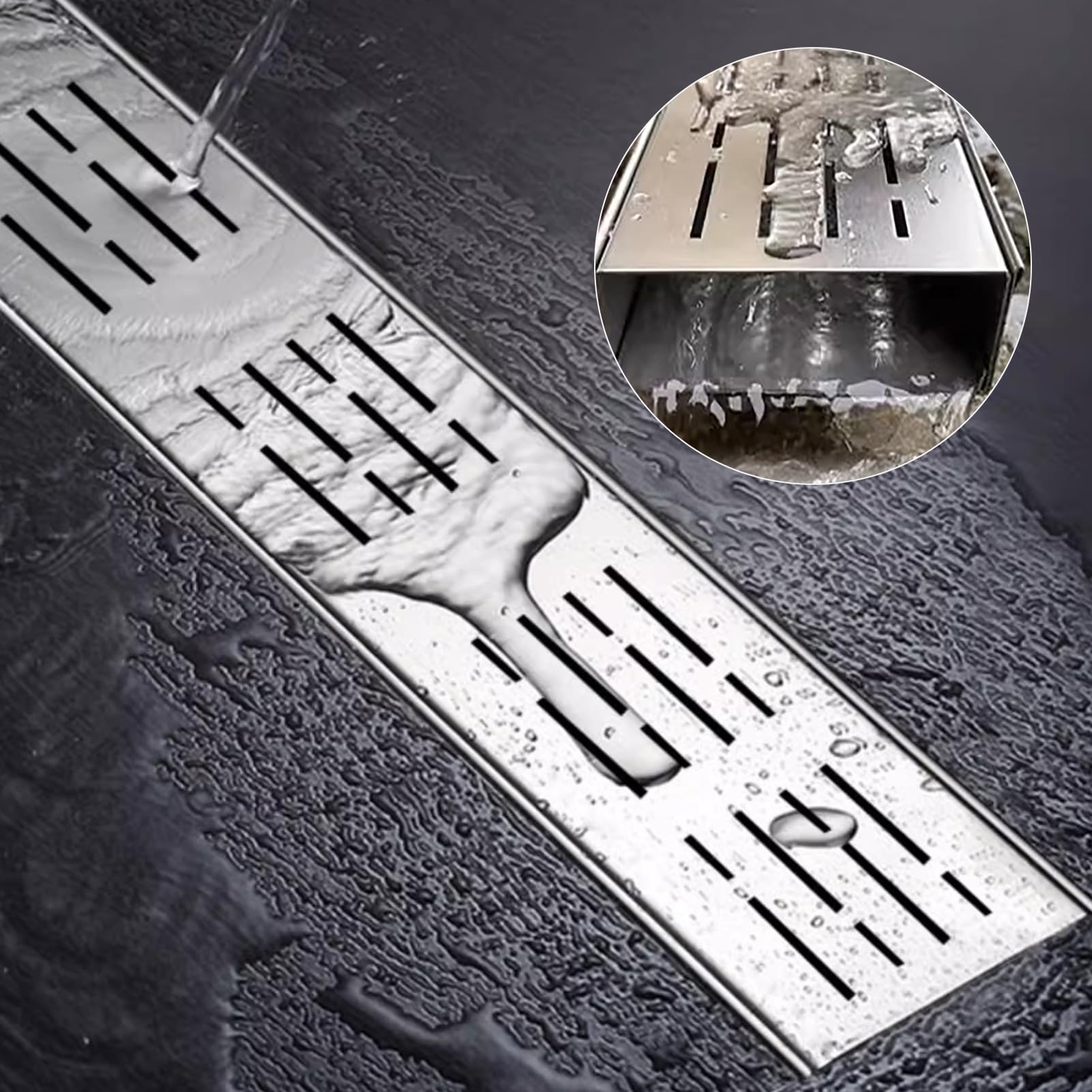 LWJSOCP Stainless Steel Trench Drain System with Metal Grates for Durable Indoor and Outdoor Drainage Solution