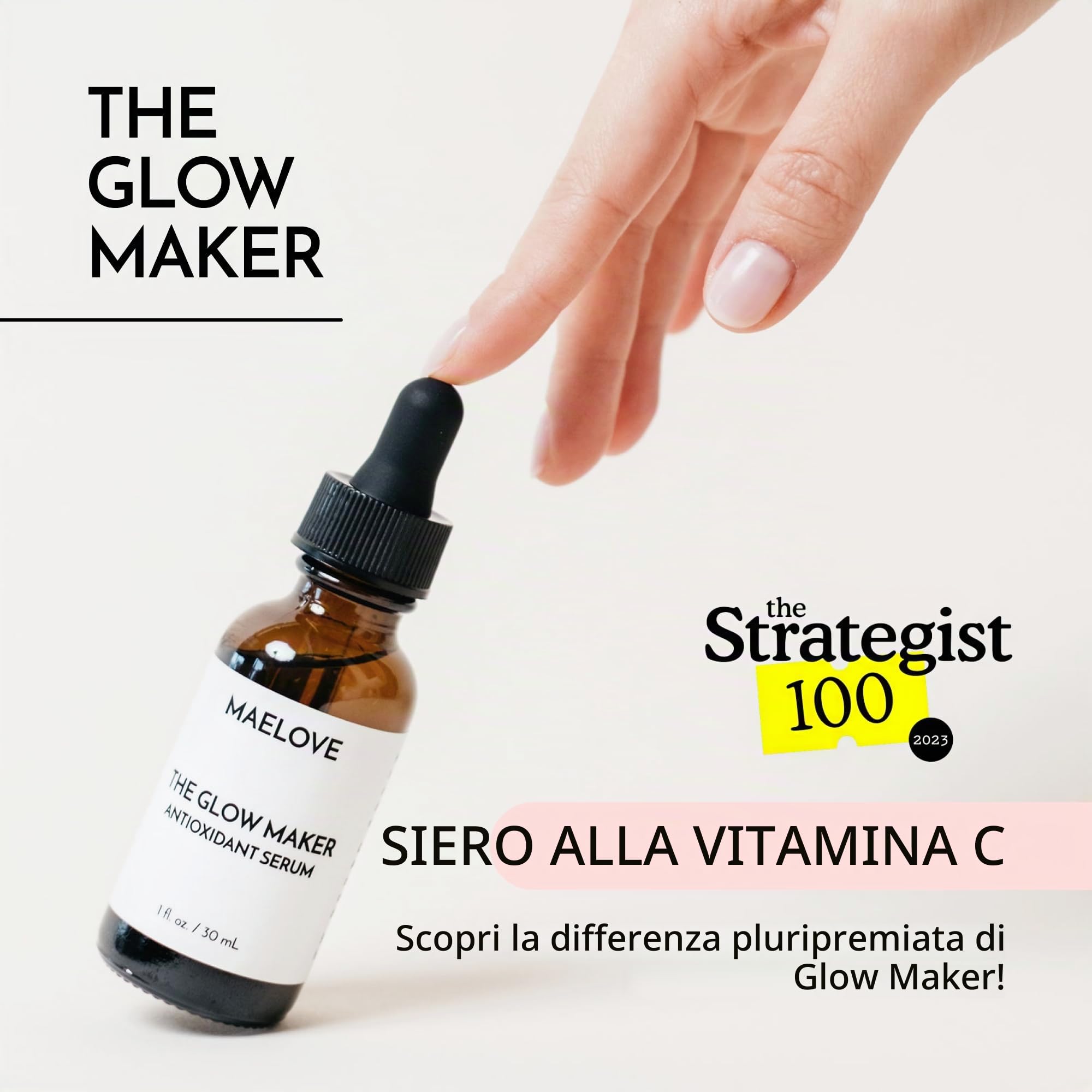 MAELOVE Siero alla vitamina C, illuminante con vitamine C, E, acido ferulico e acido ialuronico, senza profumo, premiato siero illuminante e idratante per il viso, 50 ml