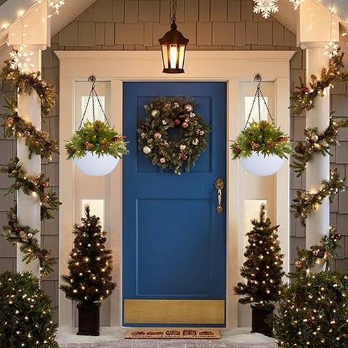 Miniatura 4 de Paquete de 2 macetas colgantes de 9.9 pulgadas, macetas profundas colgantes para plantas de interior y exterior, cestas colgantes para plantas