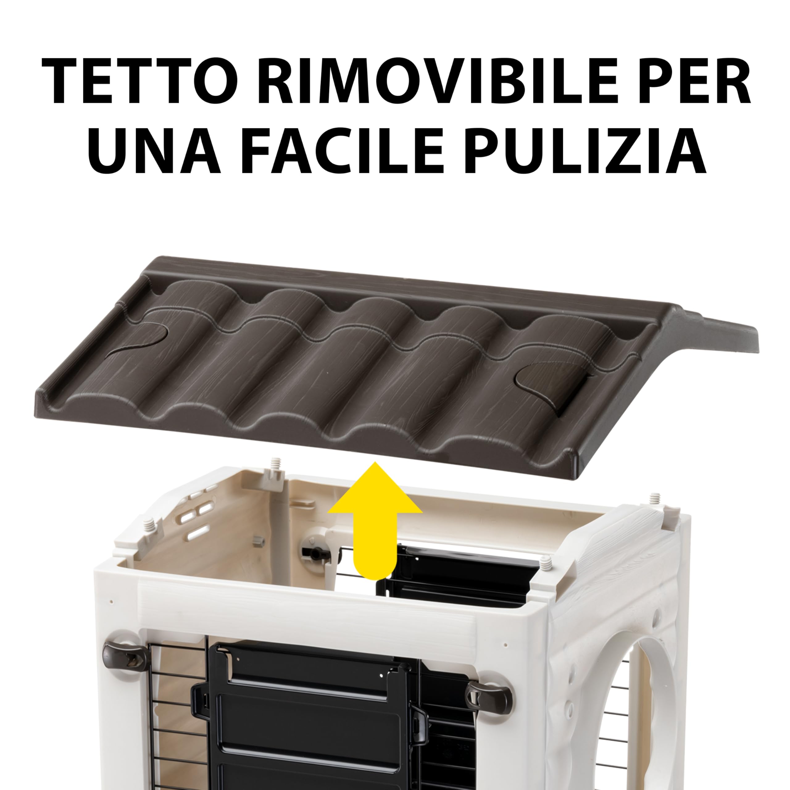 Ferplast Accessori Gabbia Conigli METRO', Collegabile ai Tunnel per Conigli, Furetti e Porcellini d’India, Tetto Rimovibile e Fondo Drenante, 43 x 48 x 44 cm.