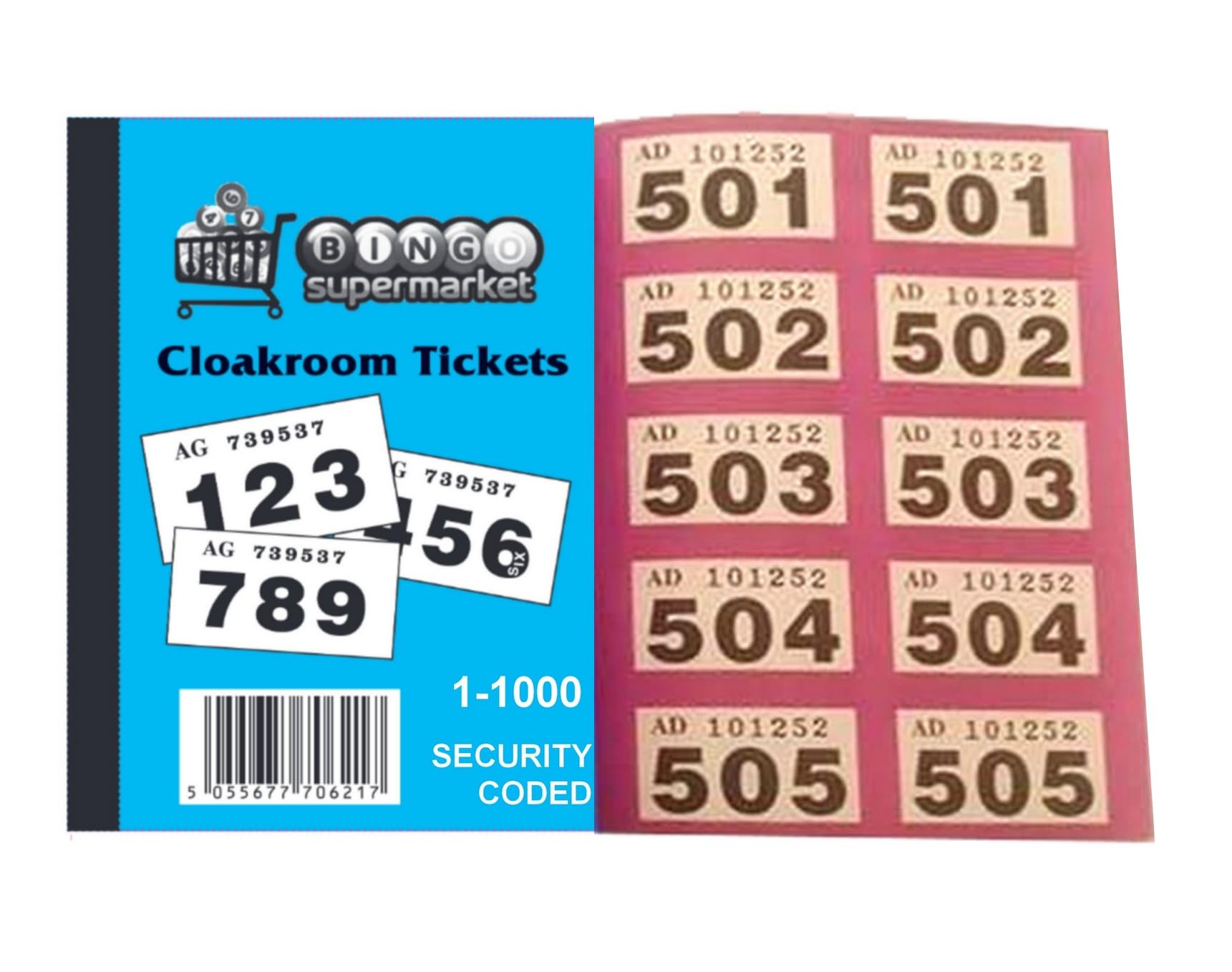 ingosupermarket Raffle Tickets, 1-1000 Cloakroom, Pack of 5 (Cerise Pink)