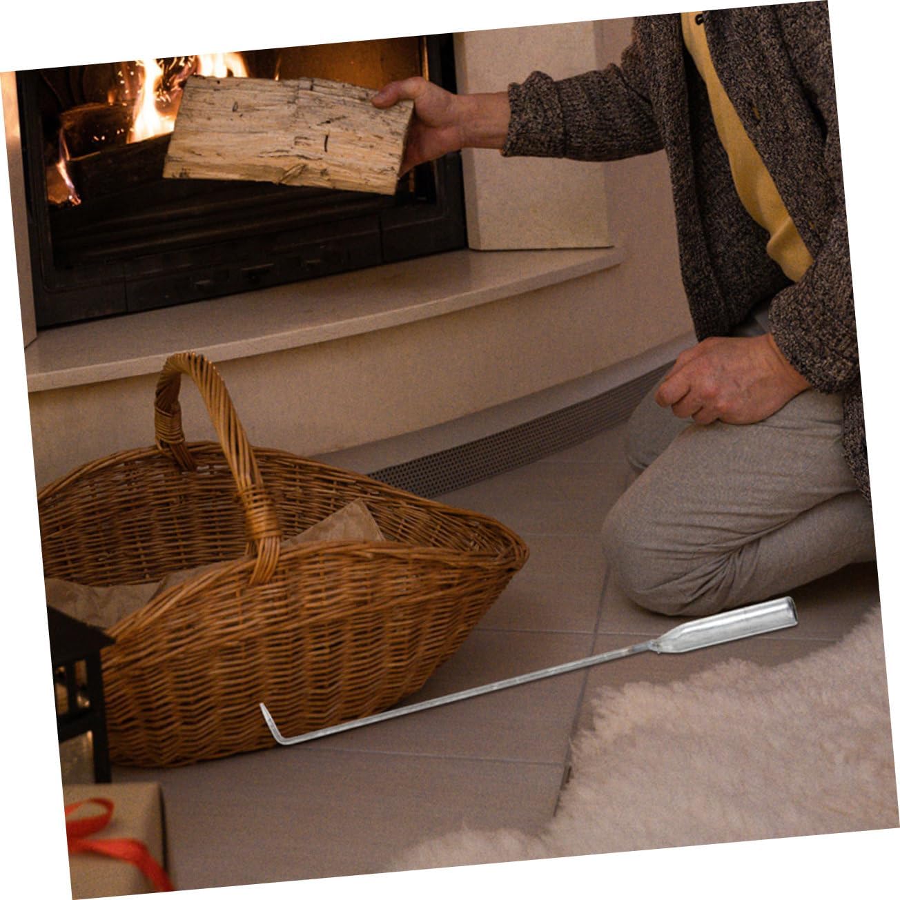 Levemolo Fireplace Ash Shovel Poker Set Steel Fireplace Tools Home Firewood Poker Stick Campfire Tools Grill Ash Grabber