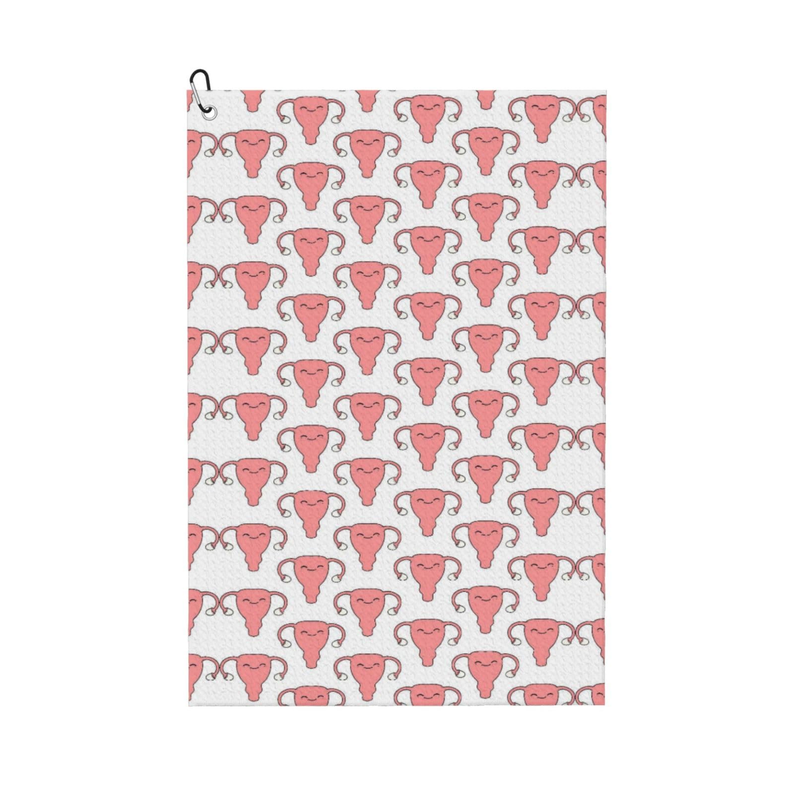 peiyeety Uterus Microfiber Golf Towel with Carabiner Clip, 16x24 Inch Absorbent Waffle Weave Towel for Golf Bags