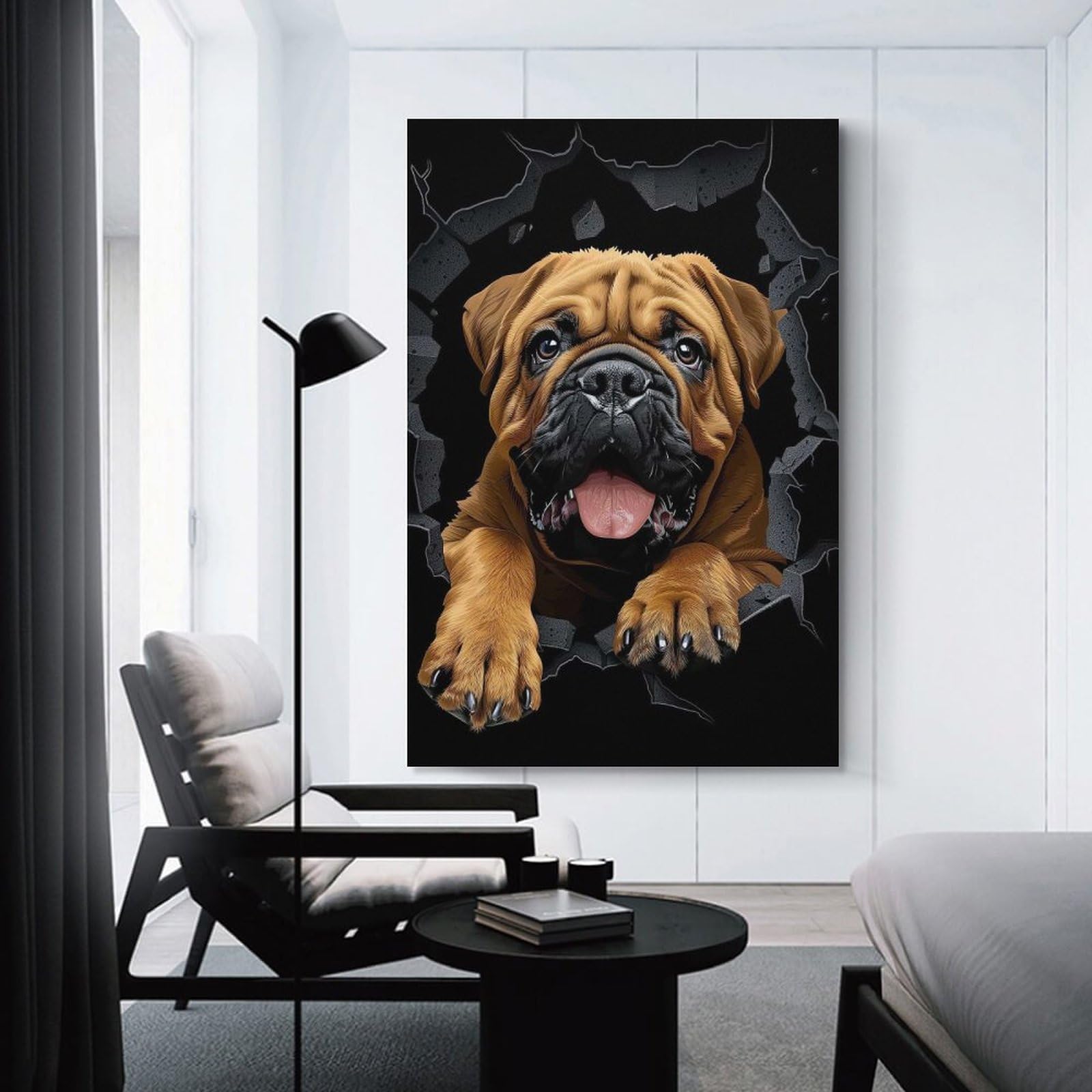 Junmoney Bullmastiff(2) Home Decor Wall Art, 24x36inch(60x90cm), for Work Areas, Reading Rooms Or Studios, An Interior Accent for Desk Areas