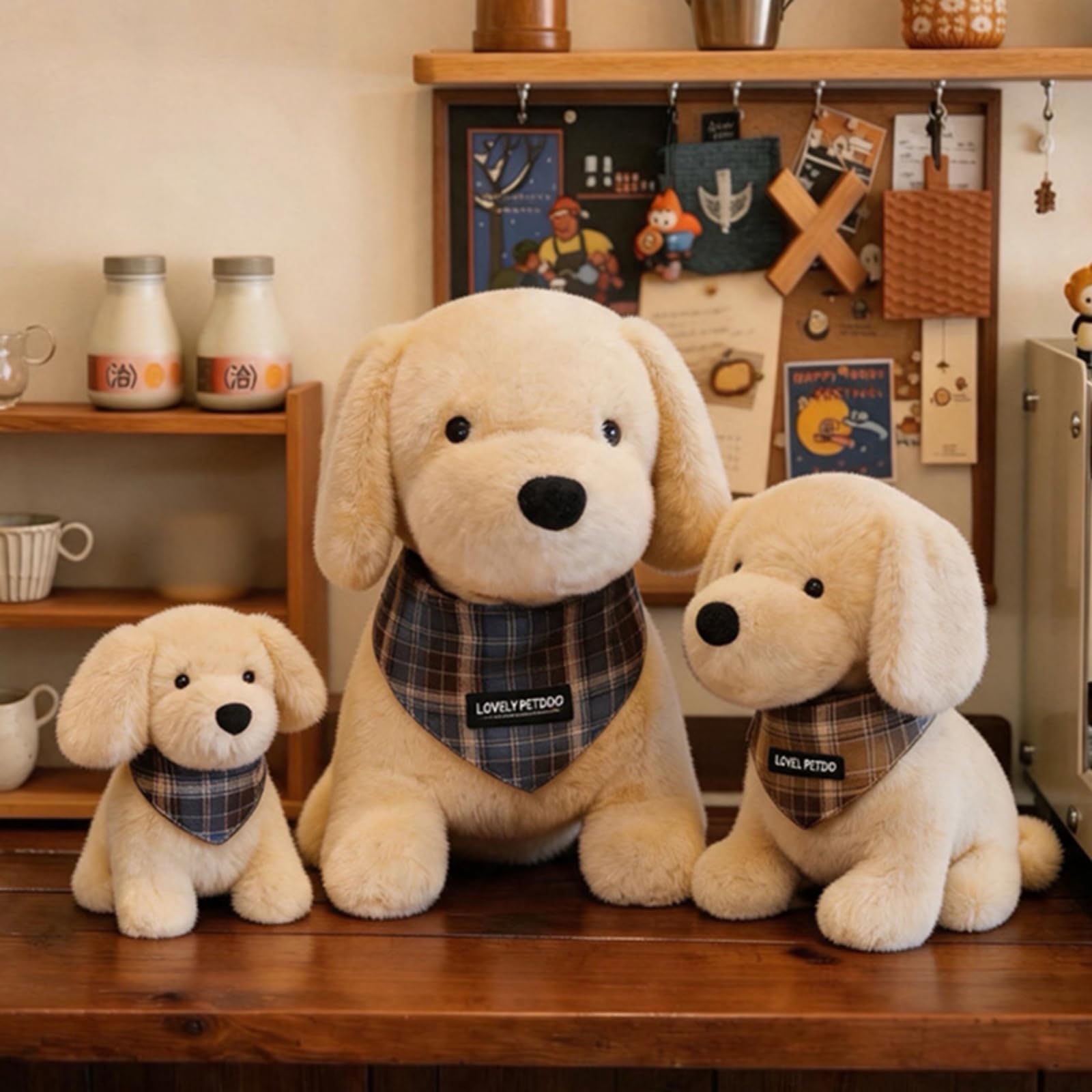 champracer Kuscheltier Hund,Niedliches Hunde Plüschtiermit Schal, für Wohnzimmer,für Zimmerdekoration & Geschenk für Kinder (50cm,Brauner Schal)
