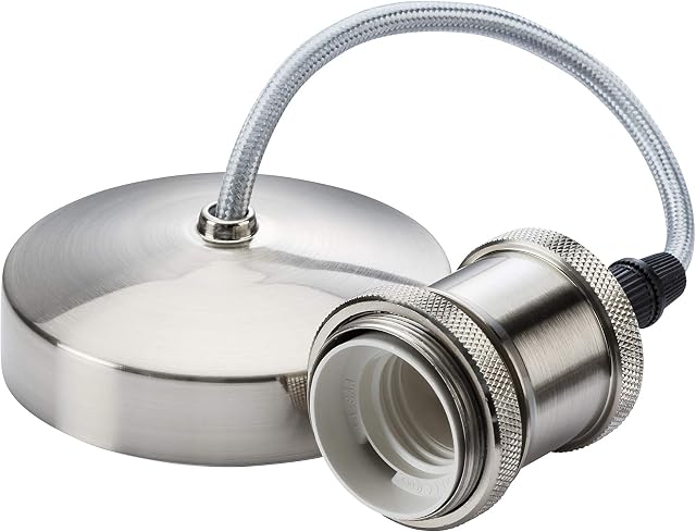 Knightsbridge 6 Inch E27 Vintage Pendant Set in Brushed Chrome