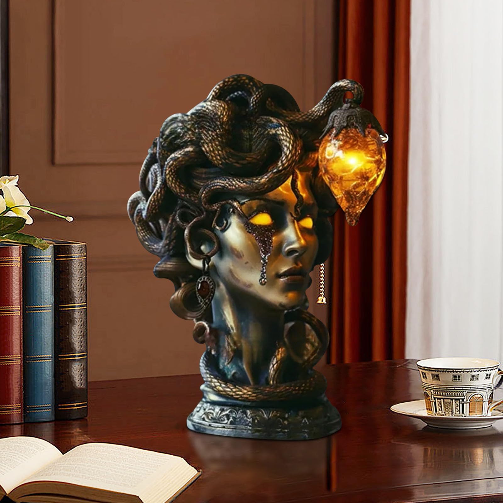 Medusa Lamp, Gorgon Head Table Lamp - Greek Mythology Night Light, Snakes Hair Desk Light, for Bedside, Home, Living Room and Office Decor