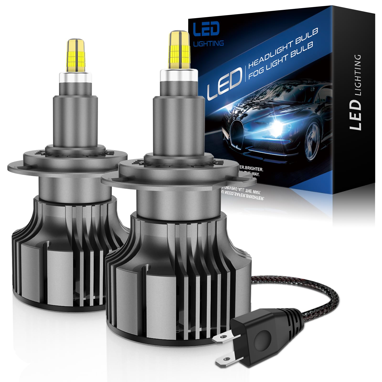 H7 LED Ampoule 360°25000LM 100W 6500K Blanc Super Brillant Remplacement Halogène Kit pour Voiture 12V-18V