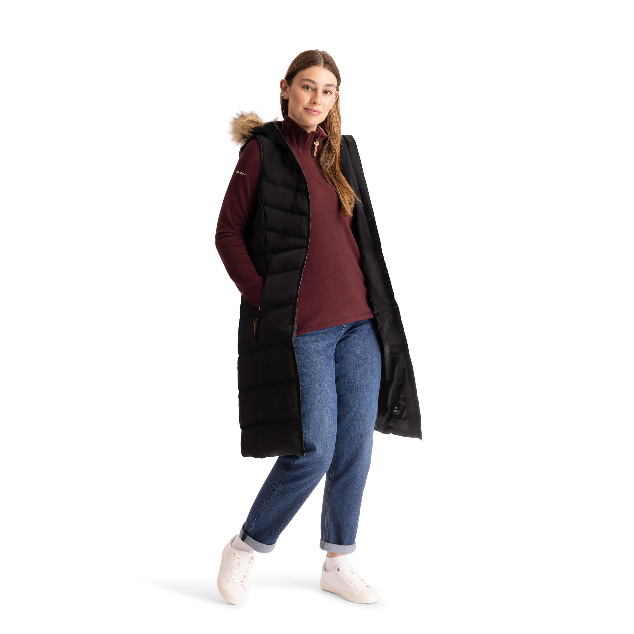 Trespass Women's Noir Long Gilet Without Sleeves For Audrey