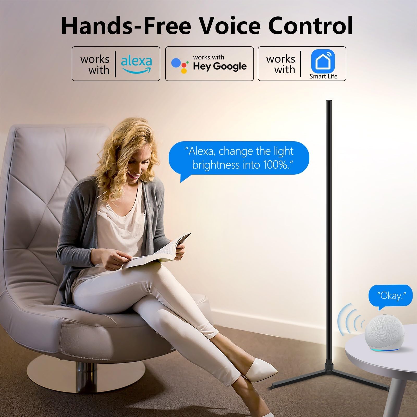 Weilim Lampada LED RGB da Terra, Lampada da Terra LED Smart con Telecomando e Timer Piantana Dimmerabile Compatibile con Alexa, Google Home - 16 Milioni Colori, Musica Sincronizzazione,155cm