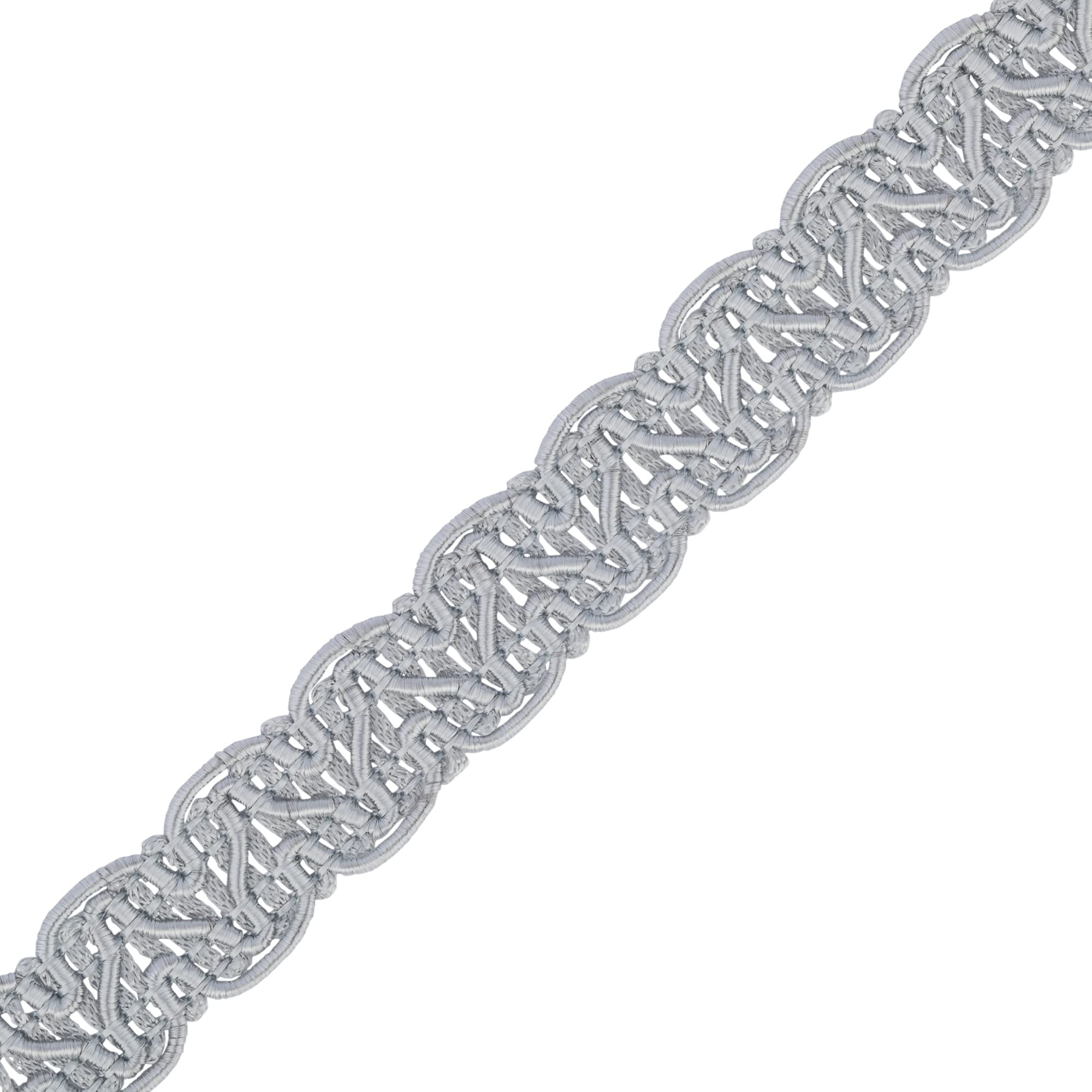 Discount Fabrics Gimp Furnishing Braid 14mm Wide Upholstery Edging Trim, Gold Lace-Colour Braid for Cushions, Curtains, Woven Fabric Trimming, Piping, decor Sewing Trims (Silver,1m)