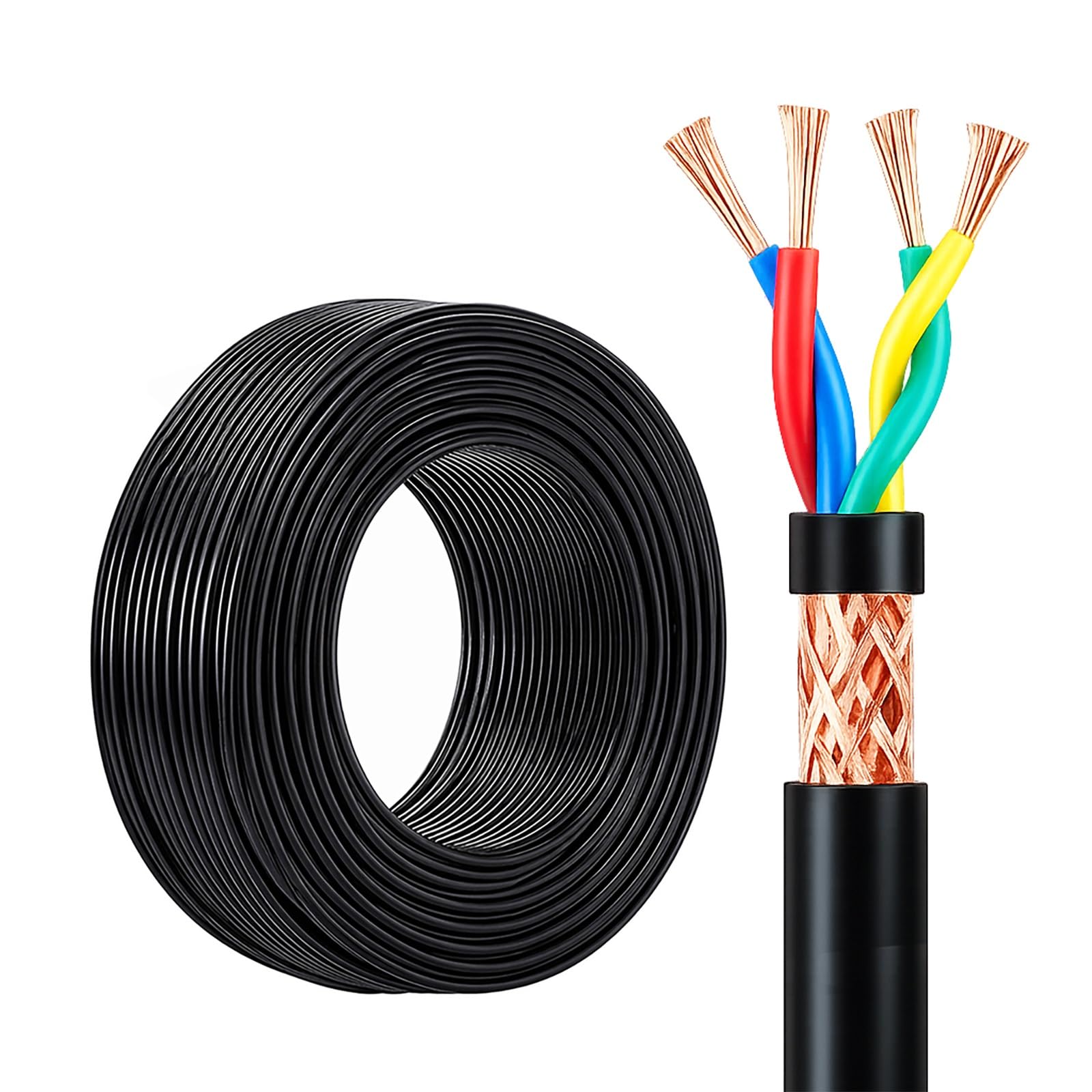 Cavo Doppino Intrecciato Schermato 4 Poli 0,3mm²-1.5mm² OFC per RS485 Audio(16AWG(1.5mm²),30FT)
