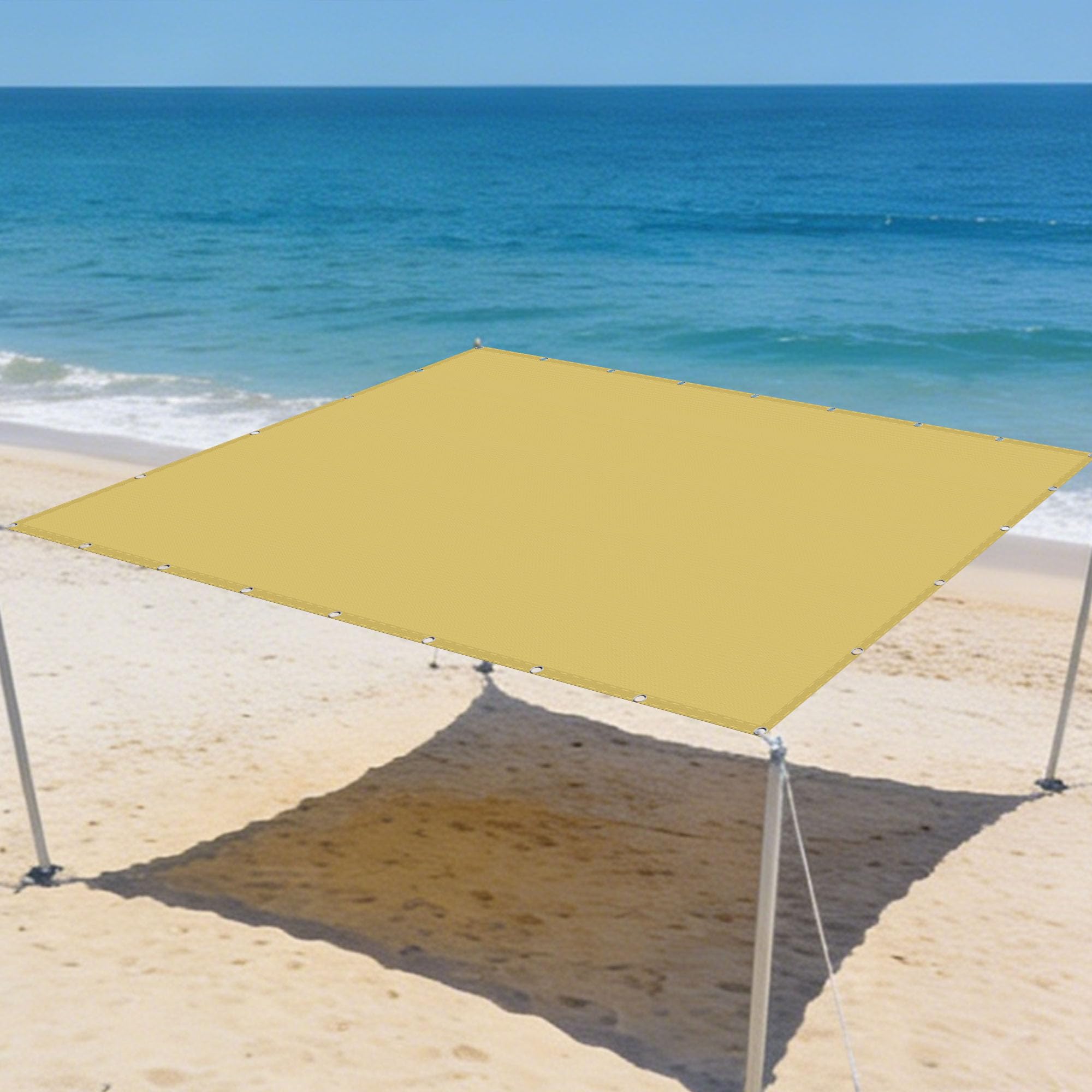 Voile d'ombrage 3.5x8m sable avec protection UV et anti-vent pour terrasse
